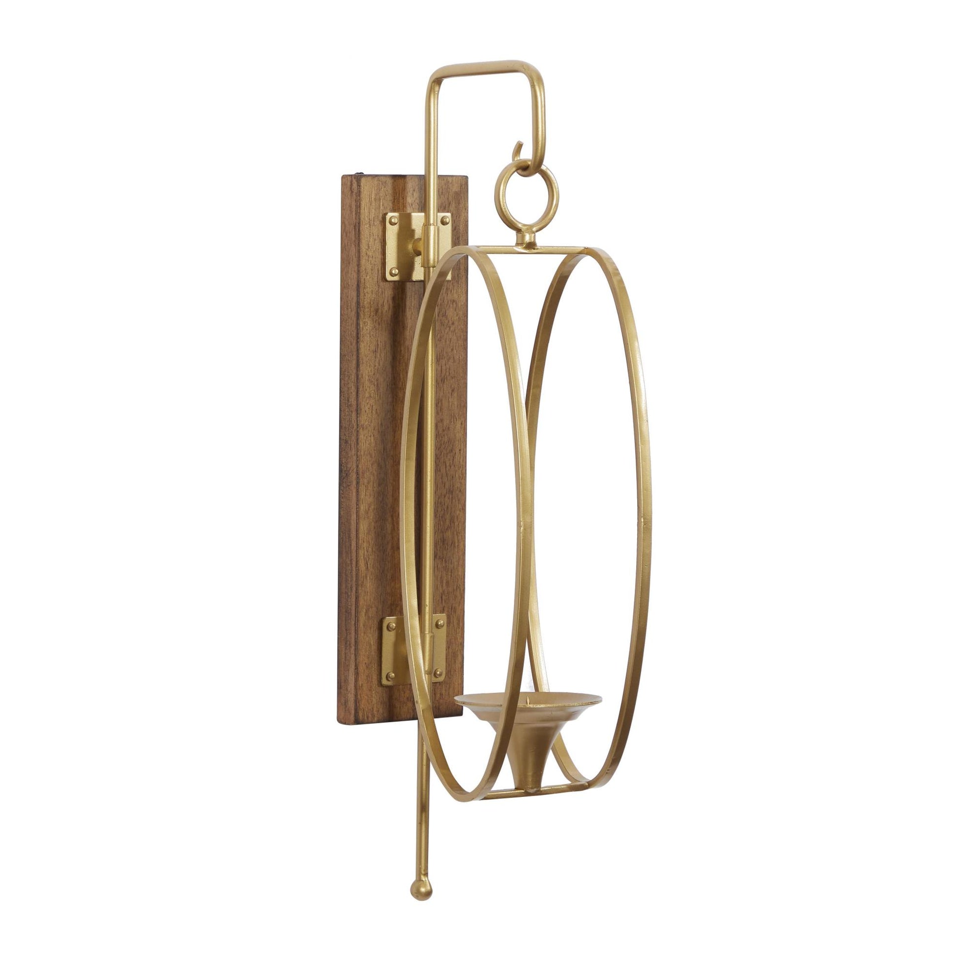 Gold Metal Single Candle Indoor Outdoor Wall Sconce