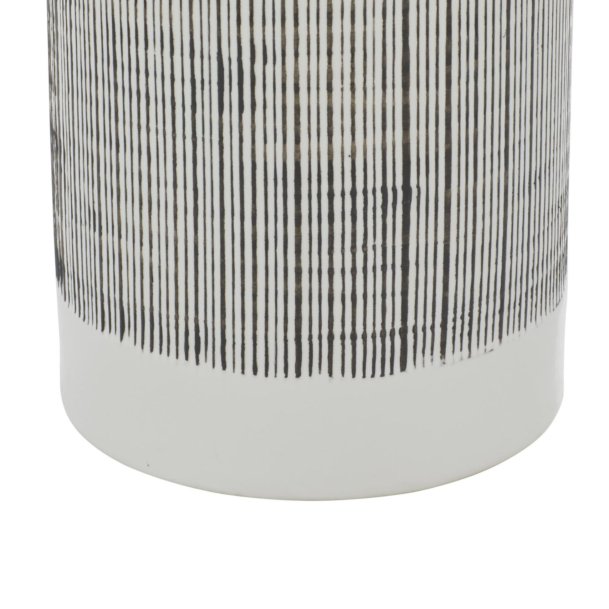 CosmoLiving by Cosmopolitan Set of 2 White Ceramic Striped Living Room Decorative Jars
