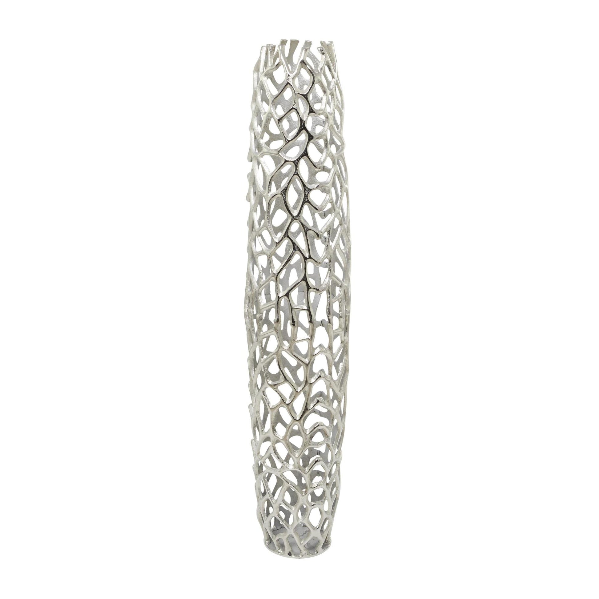 Coral Aluminum Metal Cutout Tall Floor Decorative Vase