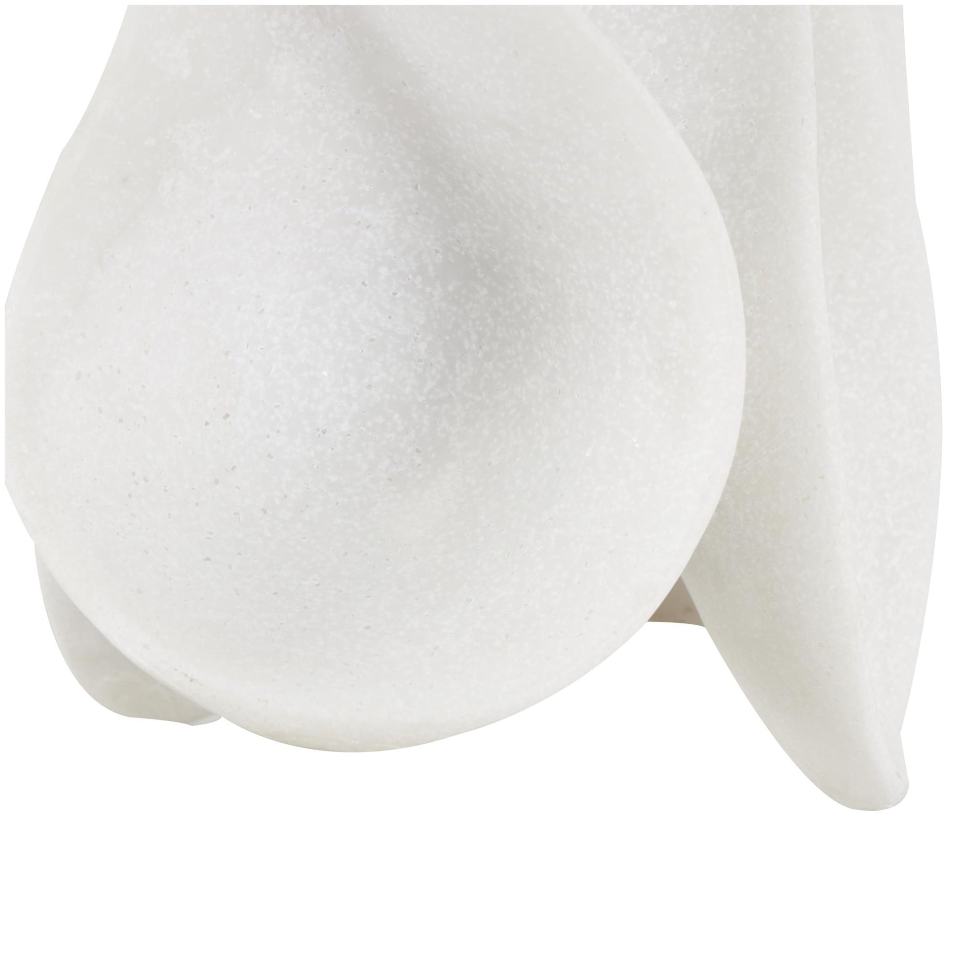 Abstract White Polystone Wavy Shaped Decorative Sculpture with Cutouts and Speckled Texturing