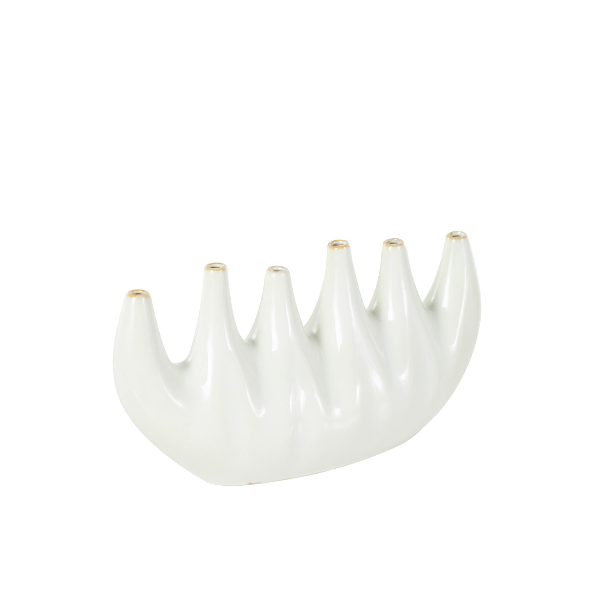 Abstract White Ceramic Decorative Vase with Multiple Openings