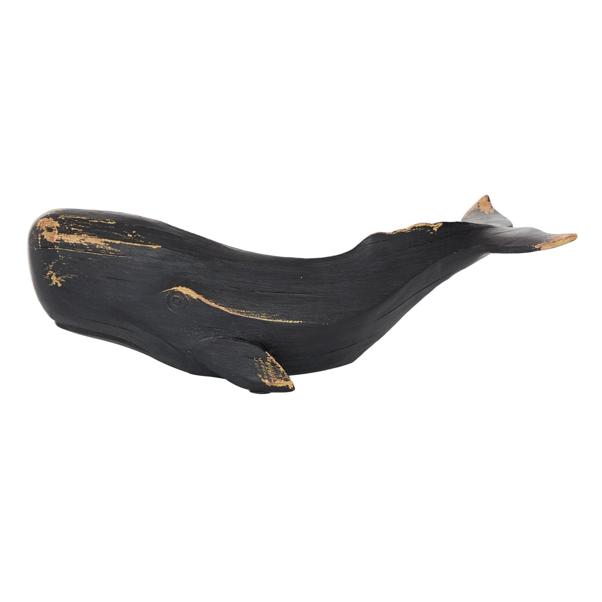 Whale Black Polystone Handmade Decorative Sculpture