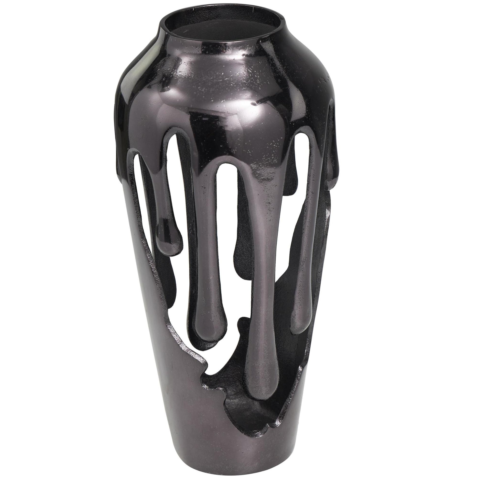 Abstract Aluminum Metal Drip Decorative Vase with Melting Designed Body