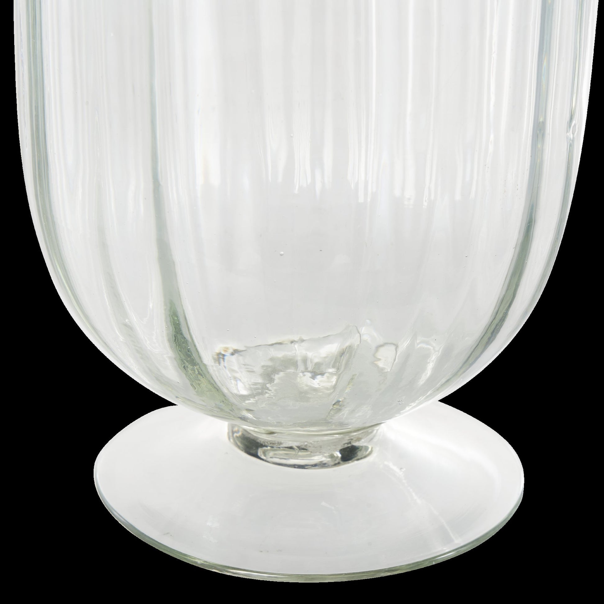 Glass Ribbed Fluted Decorative Candle Holder with Elevated Base 6" x 6" x 11"