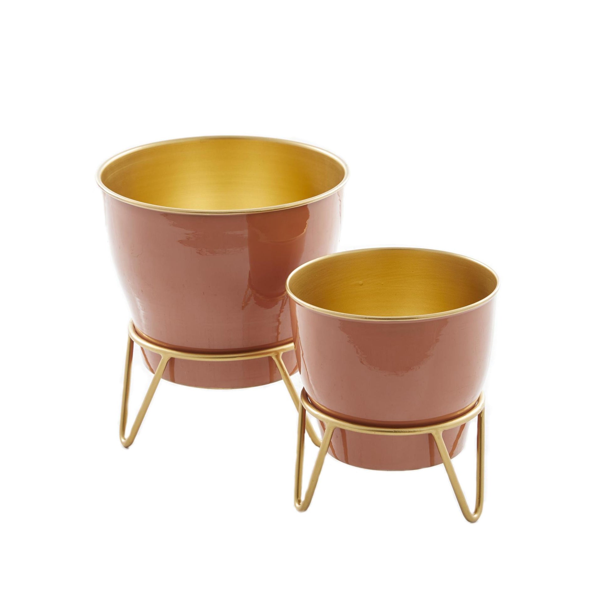 Set of 2 Metal Indoor Outdoor Planter with Removable Stand