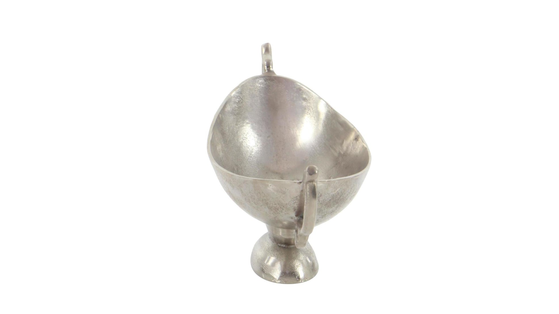 Silver Aluminum Metal Large Decorative Bowl with Handles