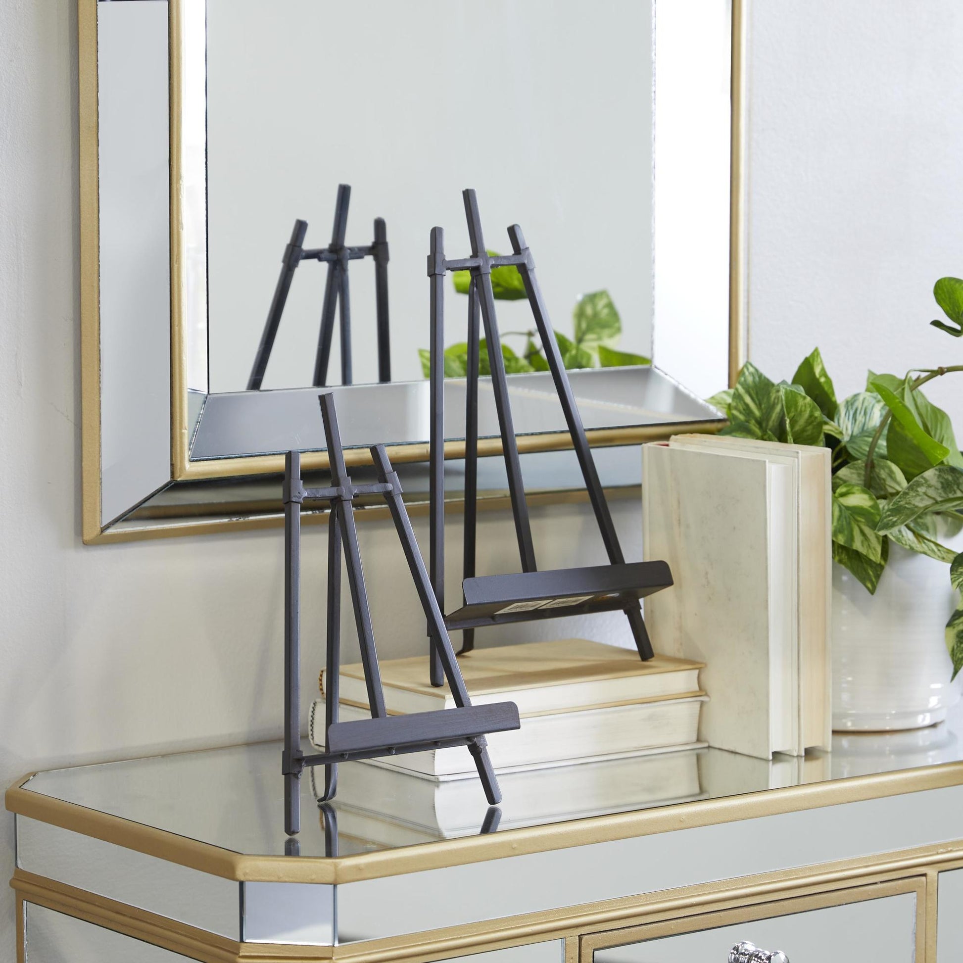 Set of 2 Metal Display Easel with Foldable Stand