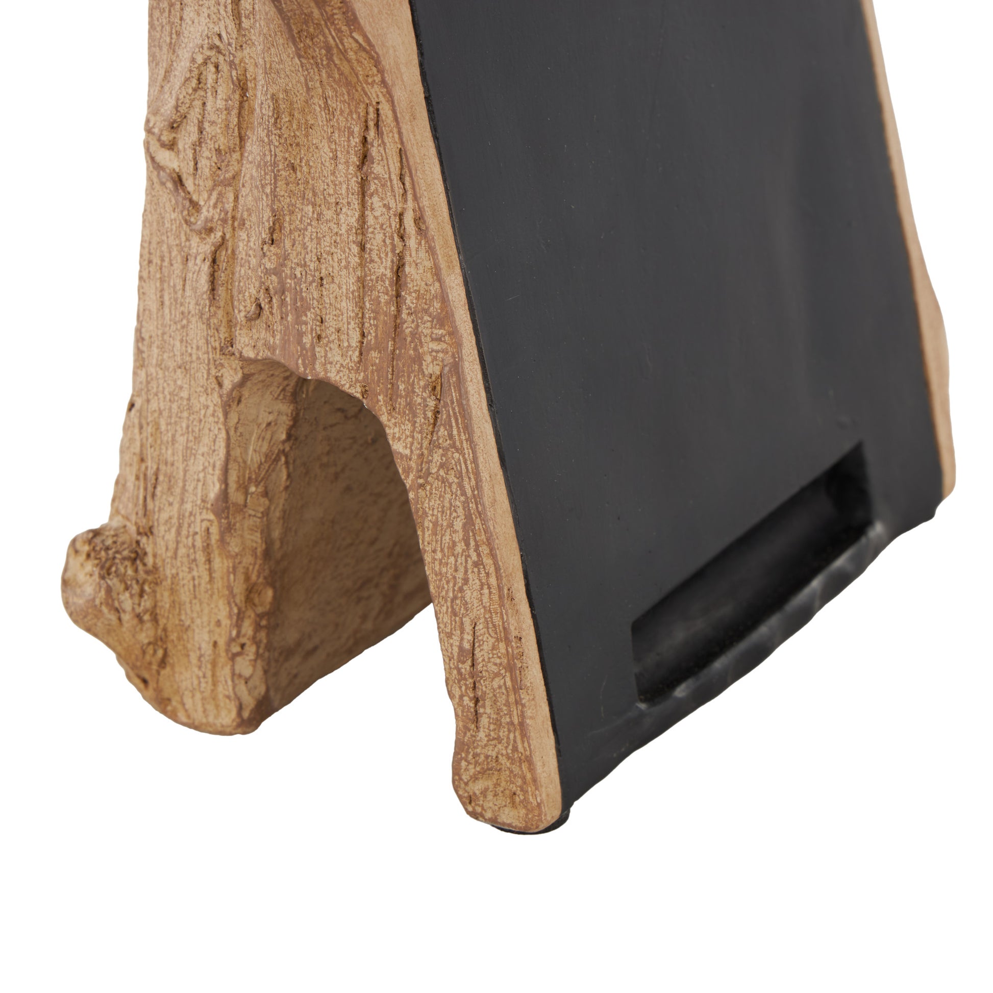 Pig Black Polystone Chalkboard Home Decorative Sign with Brown Tree Trunk Frame