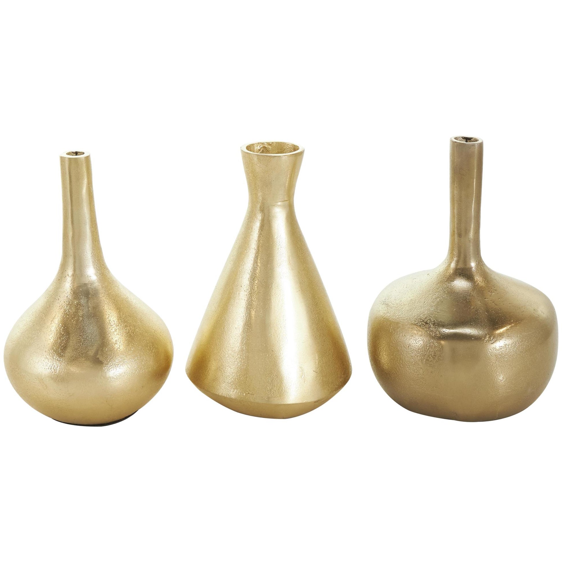 CosmoLiving by Cosmopolitan Set of 3 Aluminum Metal Decorative Vase with Varying Shapes