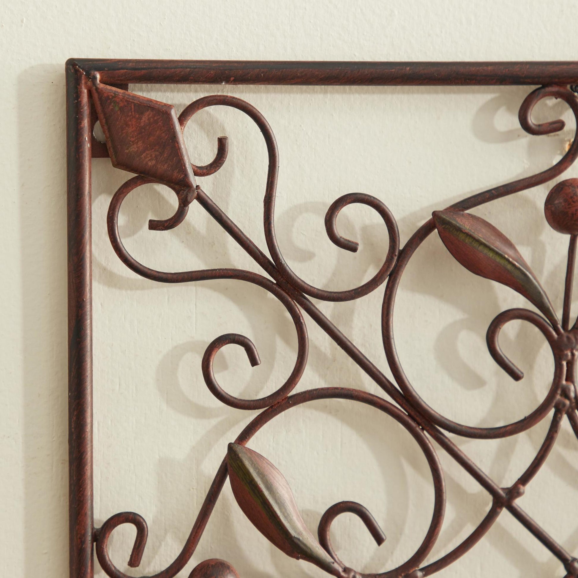 Set of 4 Scroll Dark Brown Metal Home Wall Decor