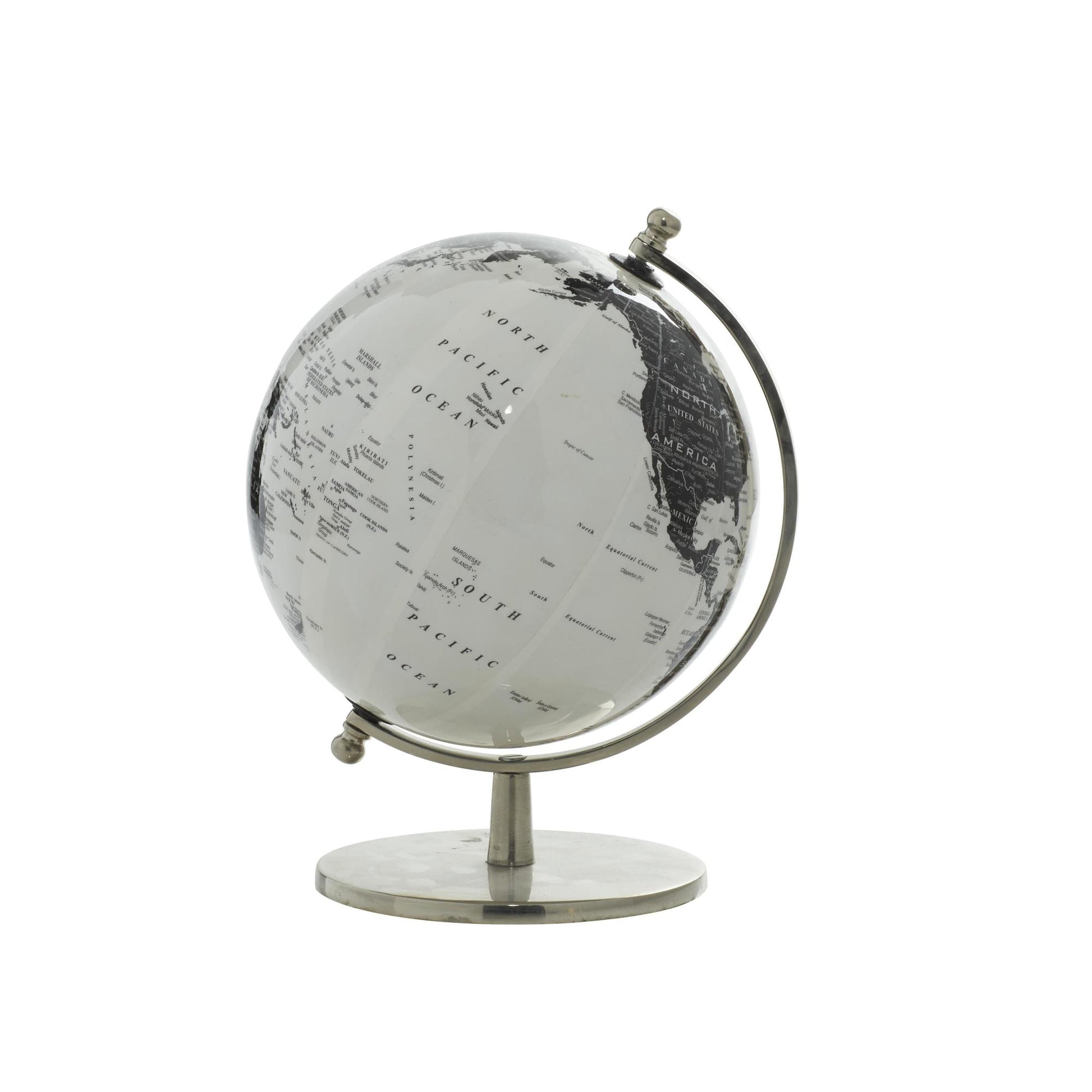 World Map White Aluminum Metal Educational/Geographic Earth Globe
