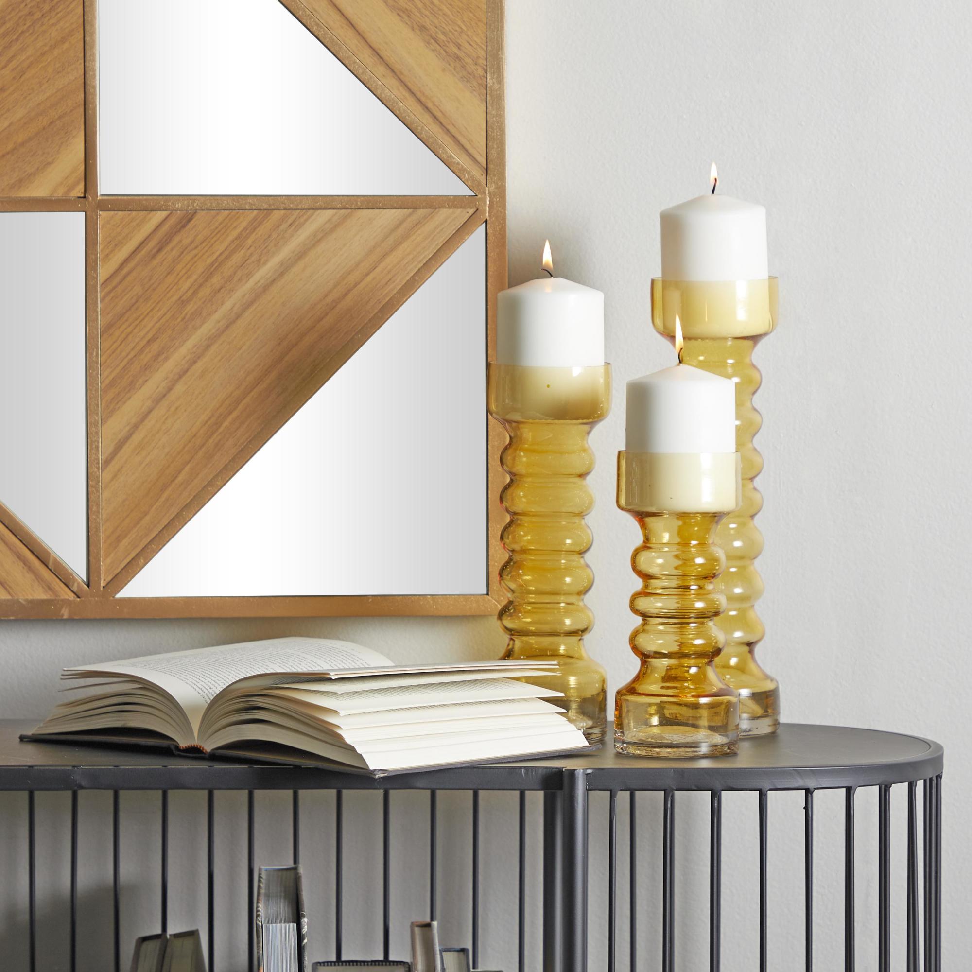 Set of 3 Glass Bubble Pillar Decorative Candle Holder