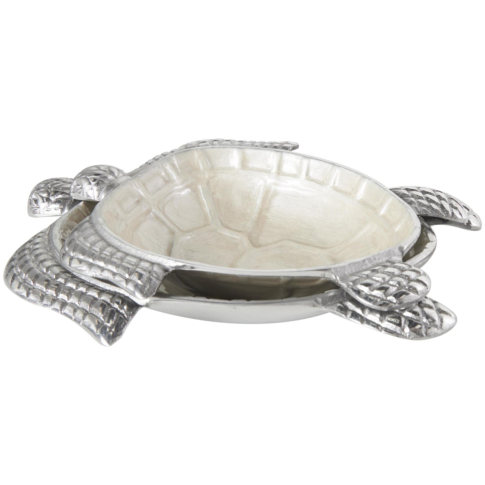Set of 2 Turtle Aluminum Metal Handmade Enameled Large Decorative Bowl with Silver Metal Exterior