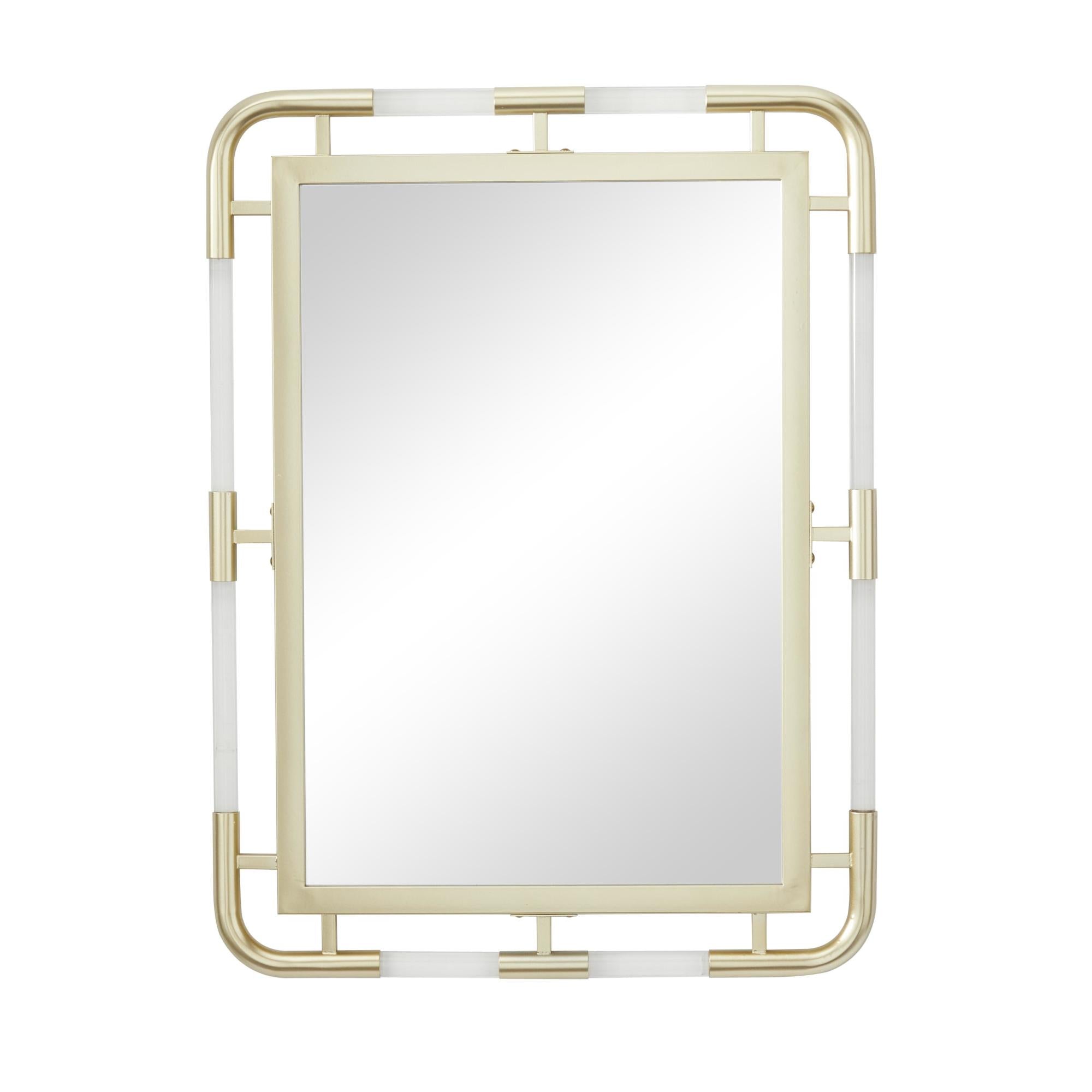 CosmoLiving by Cosmopolitan Gold Metal Room Wall Mirror with Acrylic Details
