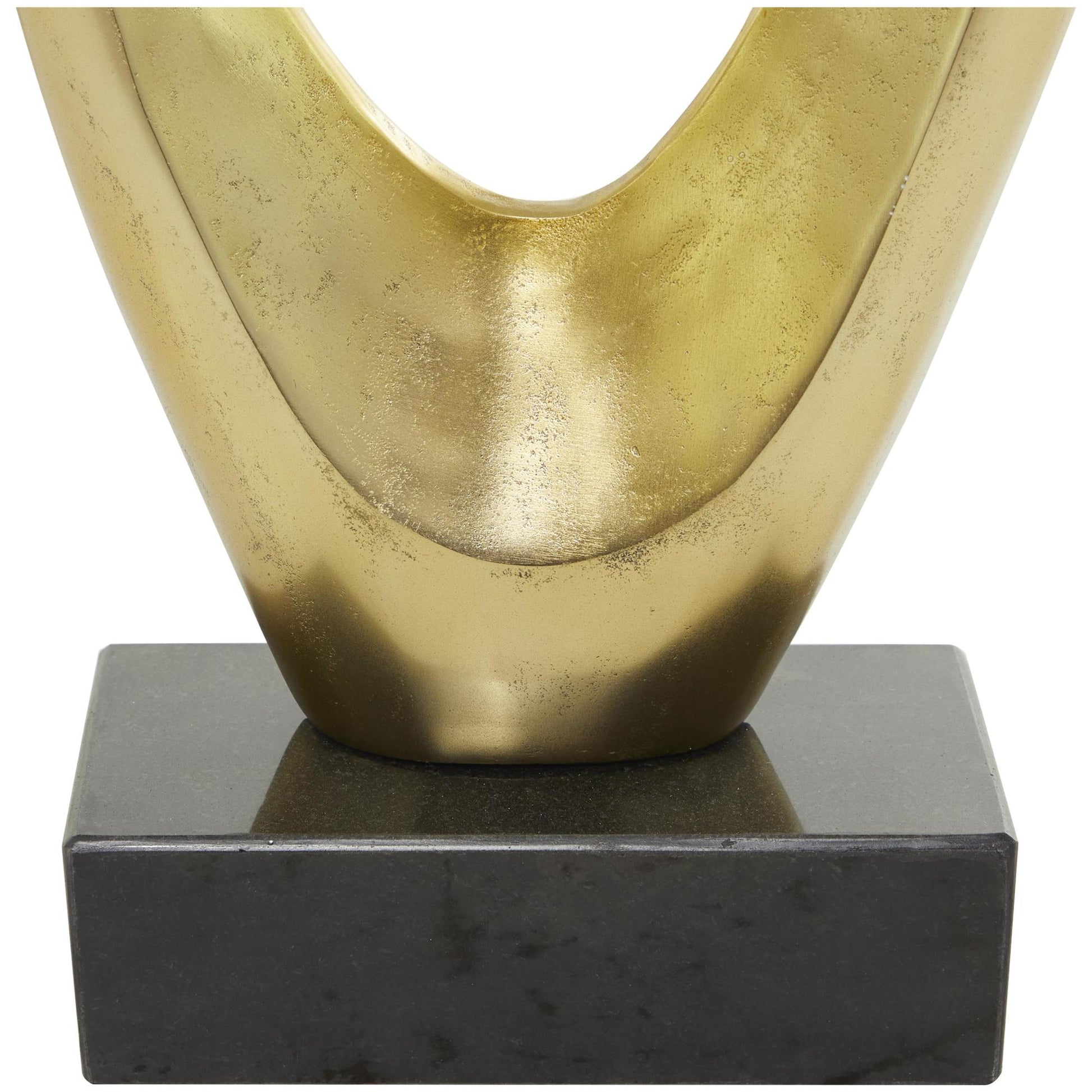 Abstract Aluminum Metal Tall Floor Loop Decorative Sculpture with Black Marble Base 16" x 5" x 52"