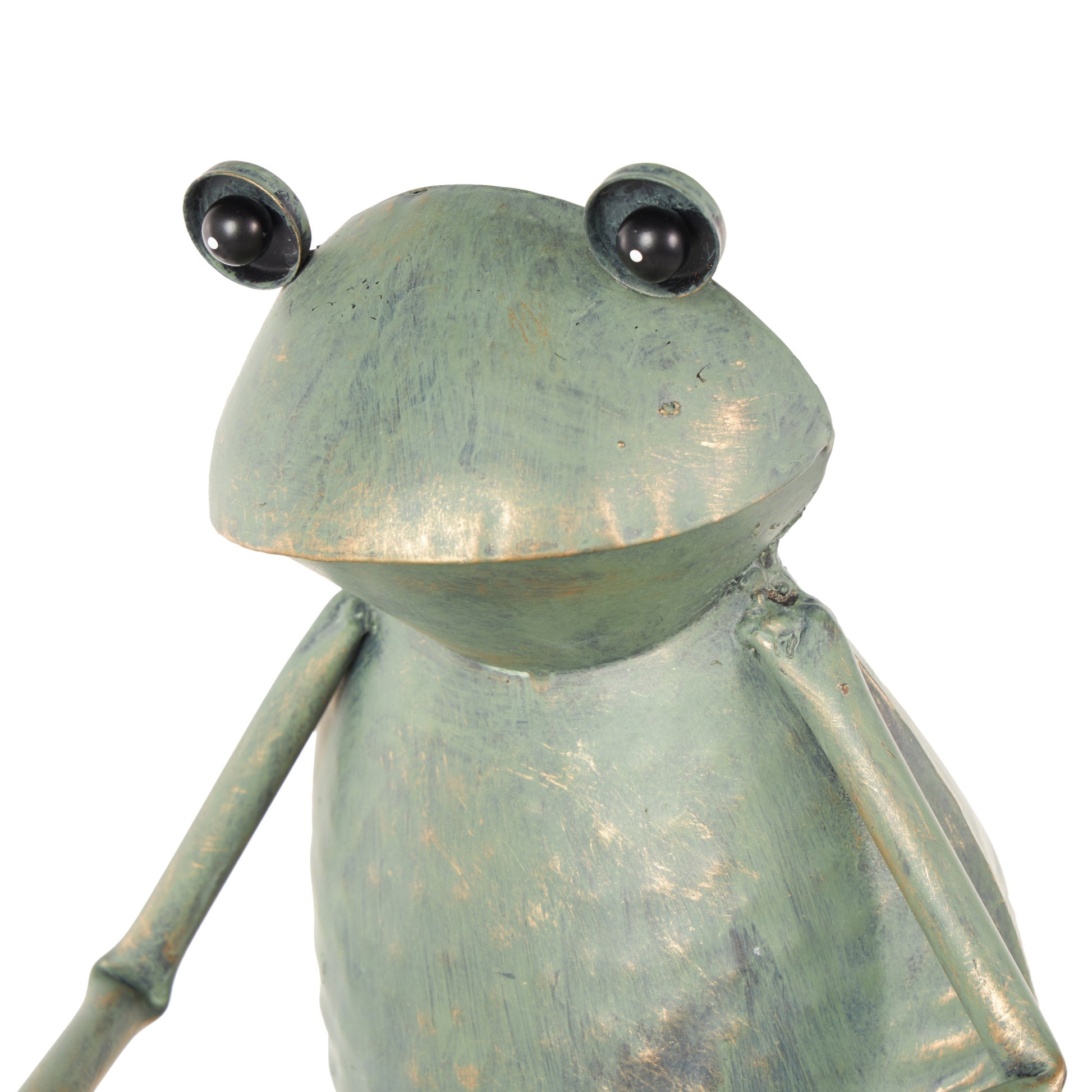 Frog Metal On Bicycle Decorative Garden Sculpture with Gold Accents 19" x 7" x 20"