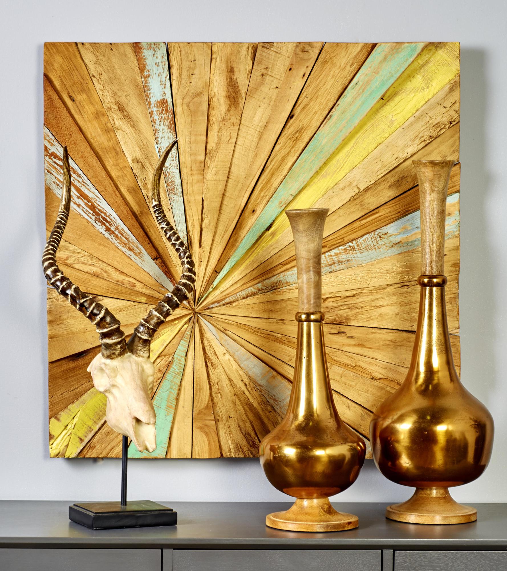 Starburst Brown Teak Wood Handmade Radial Home Wall Decor
