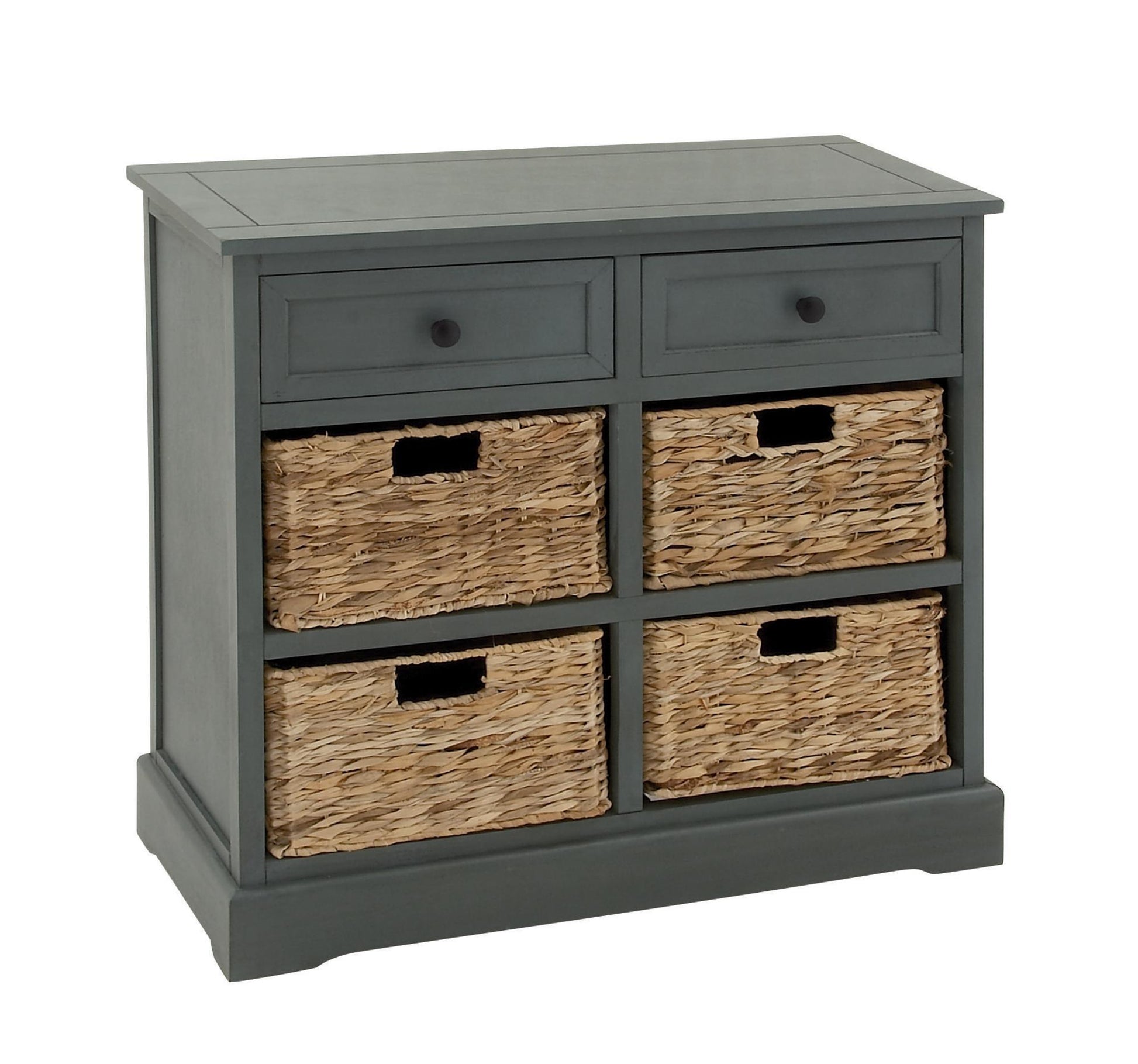 Teal Wood 2 Drawer Room Storage Unit with 4 Wicker Basket Drawers