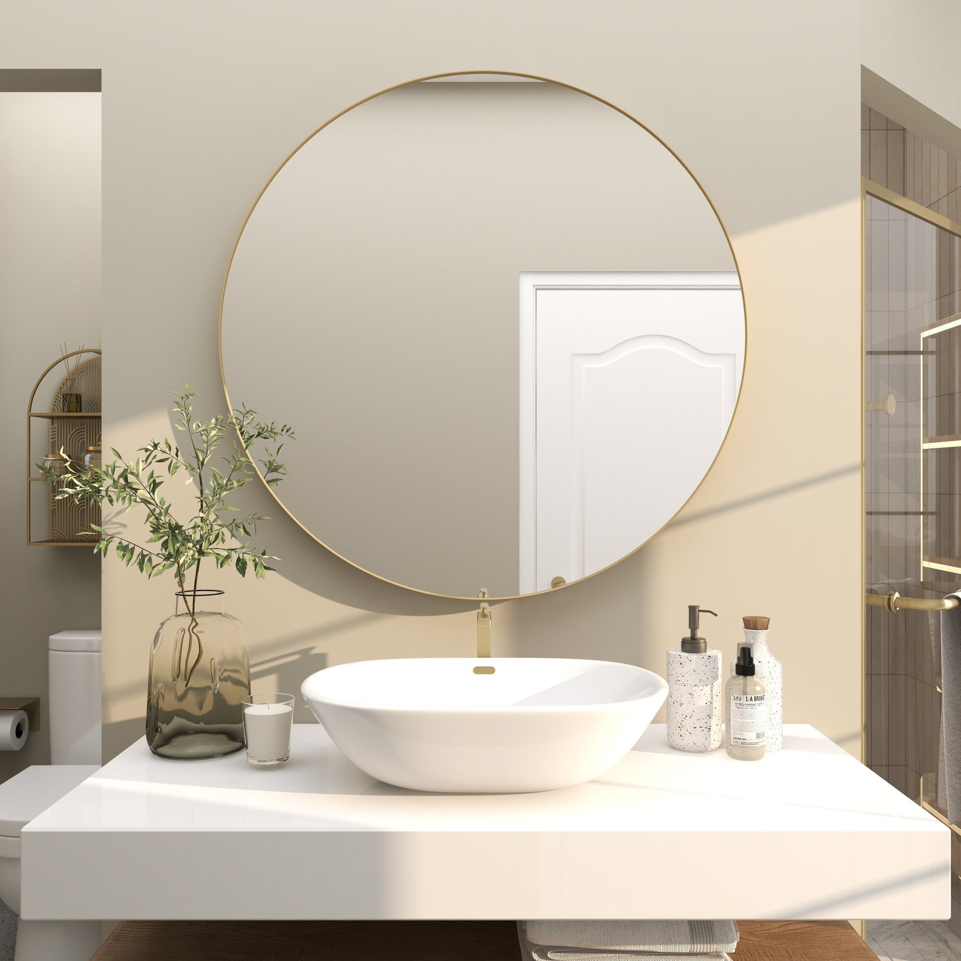 Wooden Room Wall Mirror with Thin Frame