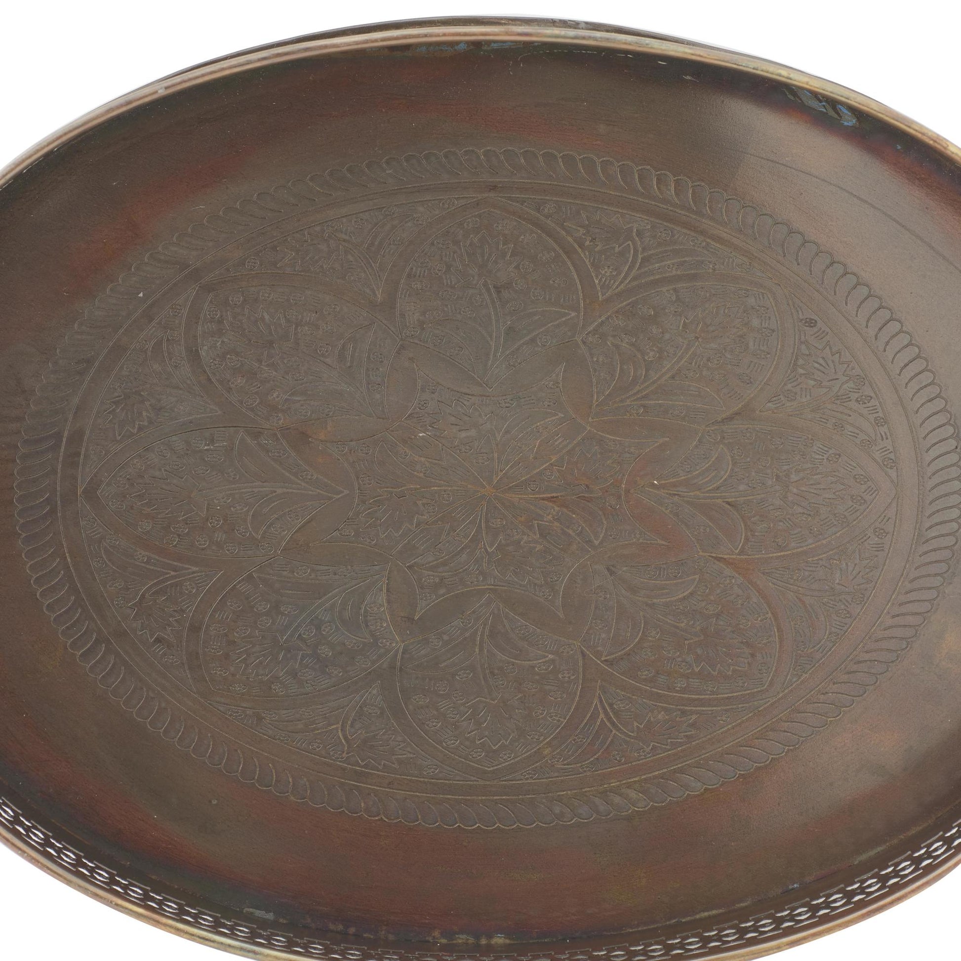 Set of 2 Floral Brown Metal Living Room Decor Tray
