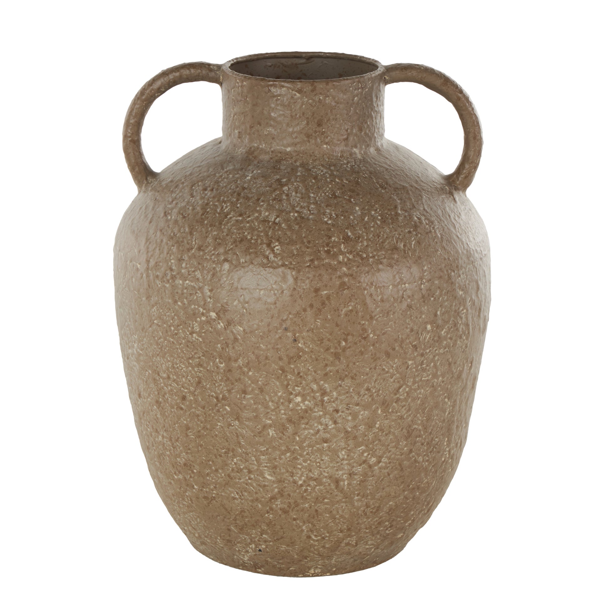 Brown Metal Antique Inspired Decorative Vase with Handles