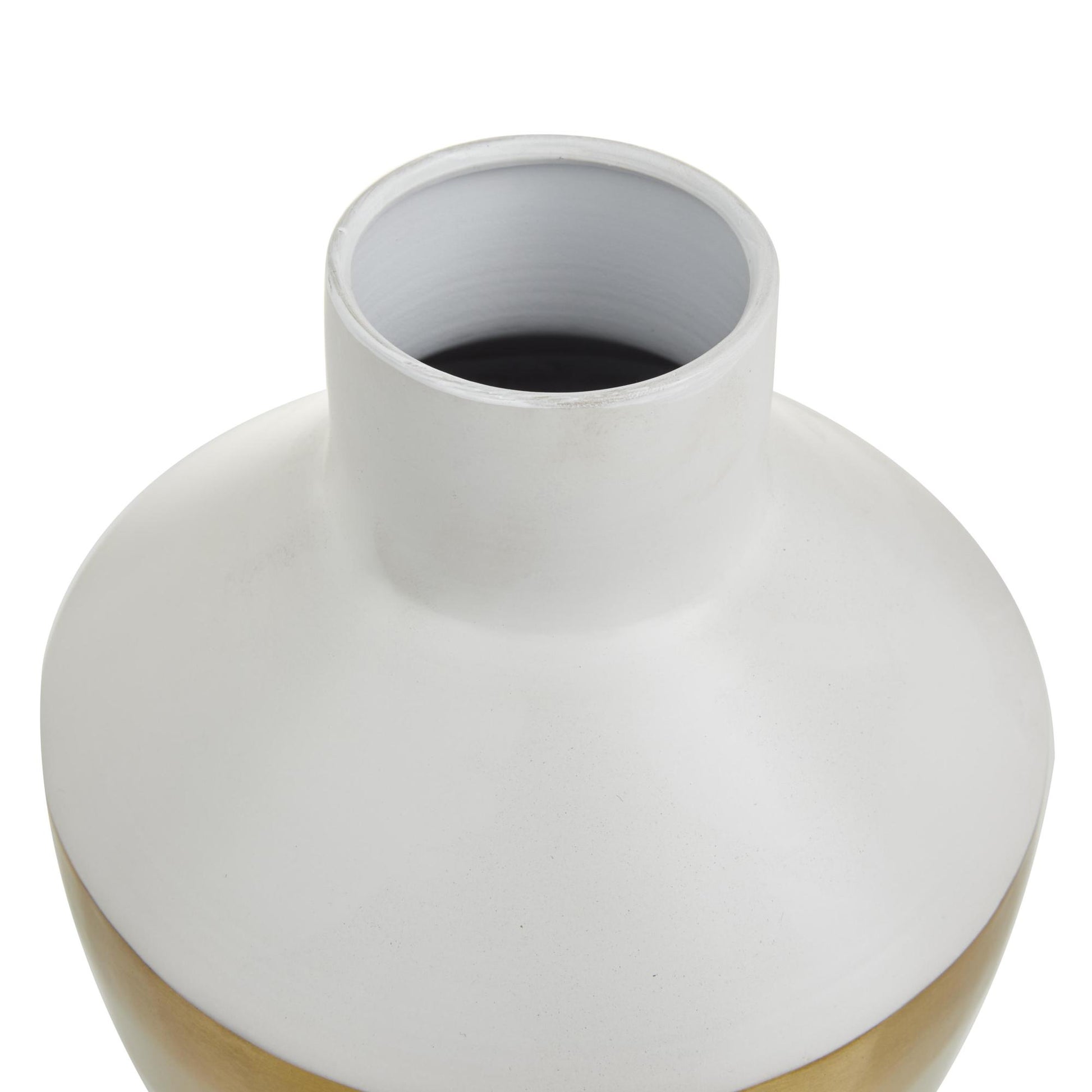 Set of 2 Metal Decorative Vase with Gold Band
