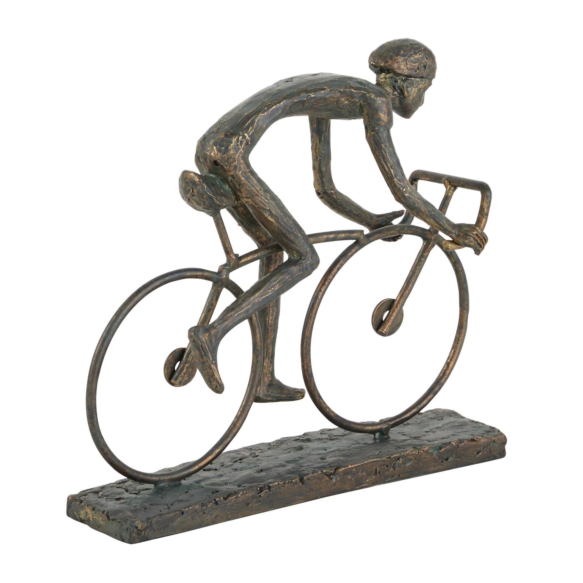 People Bronze Polystone Decorative Sculpture with Bike