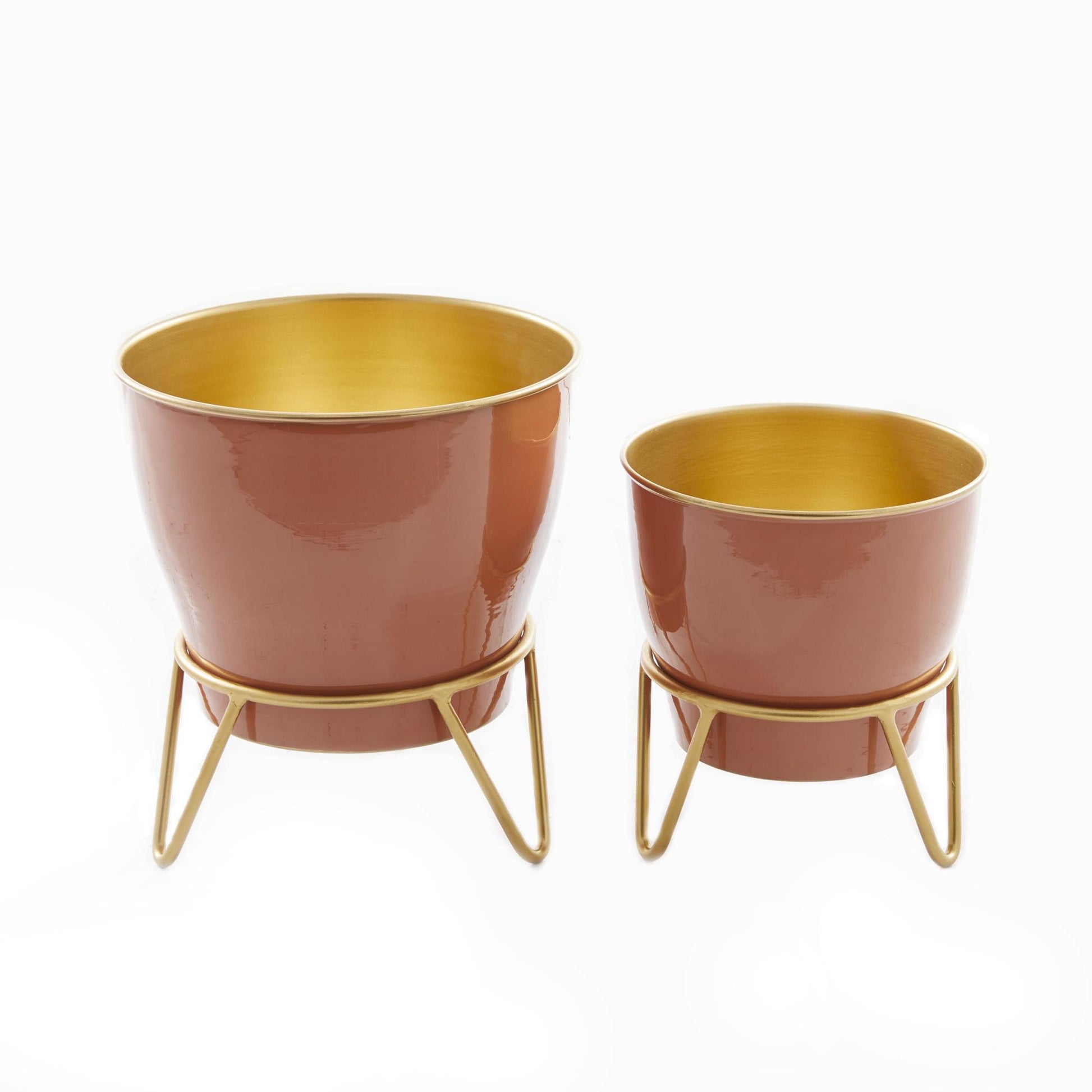 Set of 2 Metal Indoor Outdoor Planter with Removable Stand