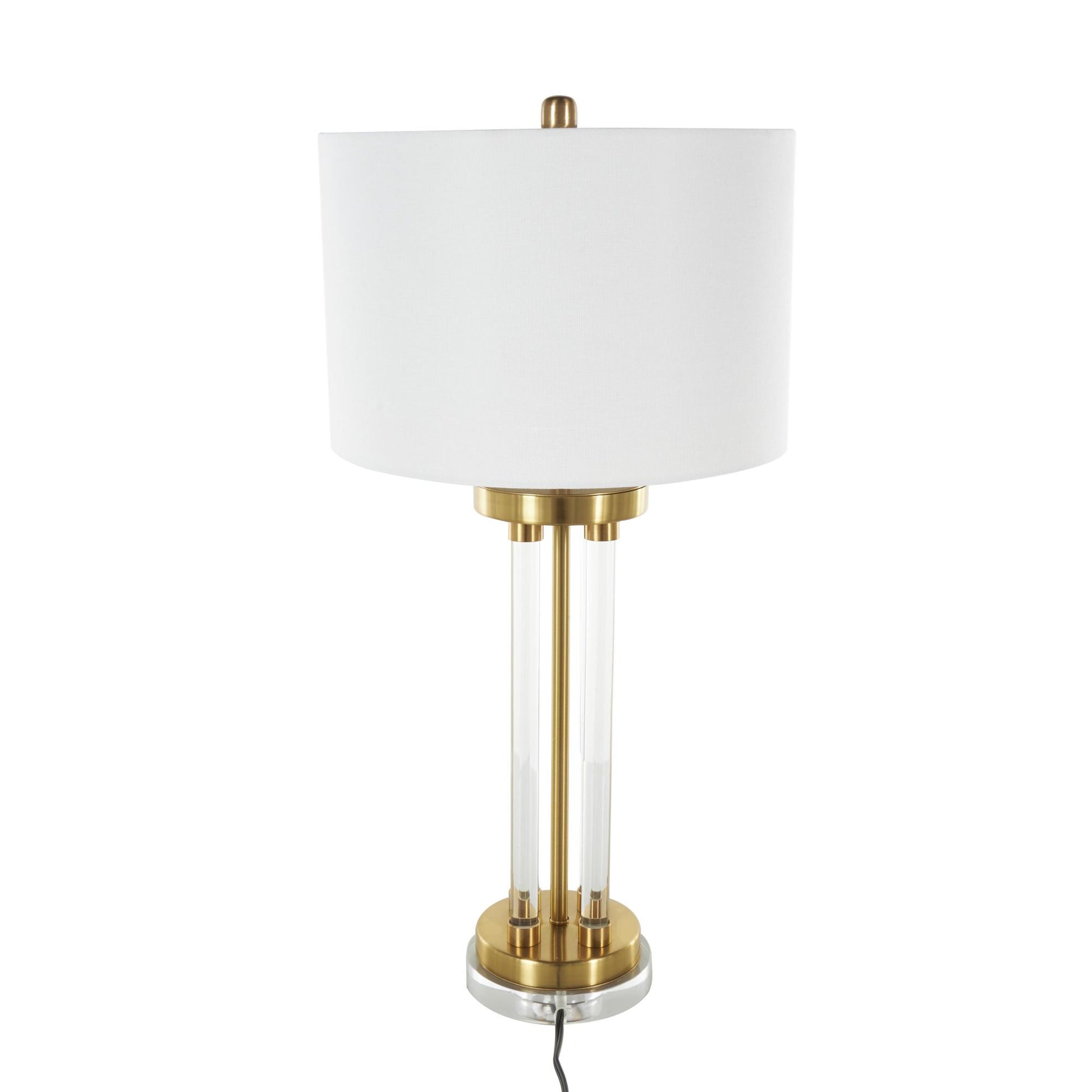 Clear Crystal Rods Room Table Lamp with Gold and Silver Base