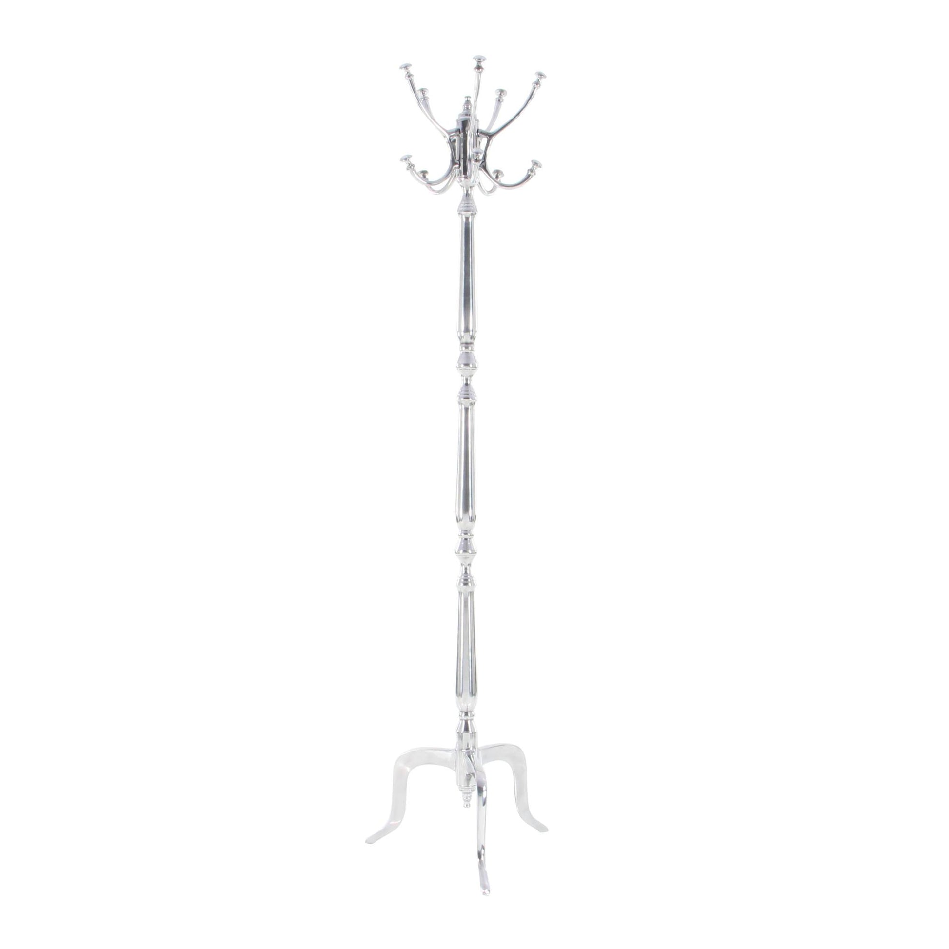 Silver Metal 5 Hook Freestanding Coat Rack