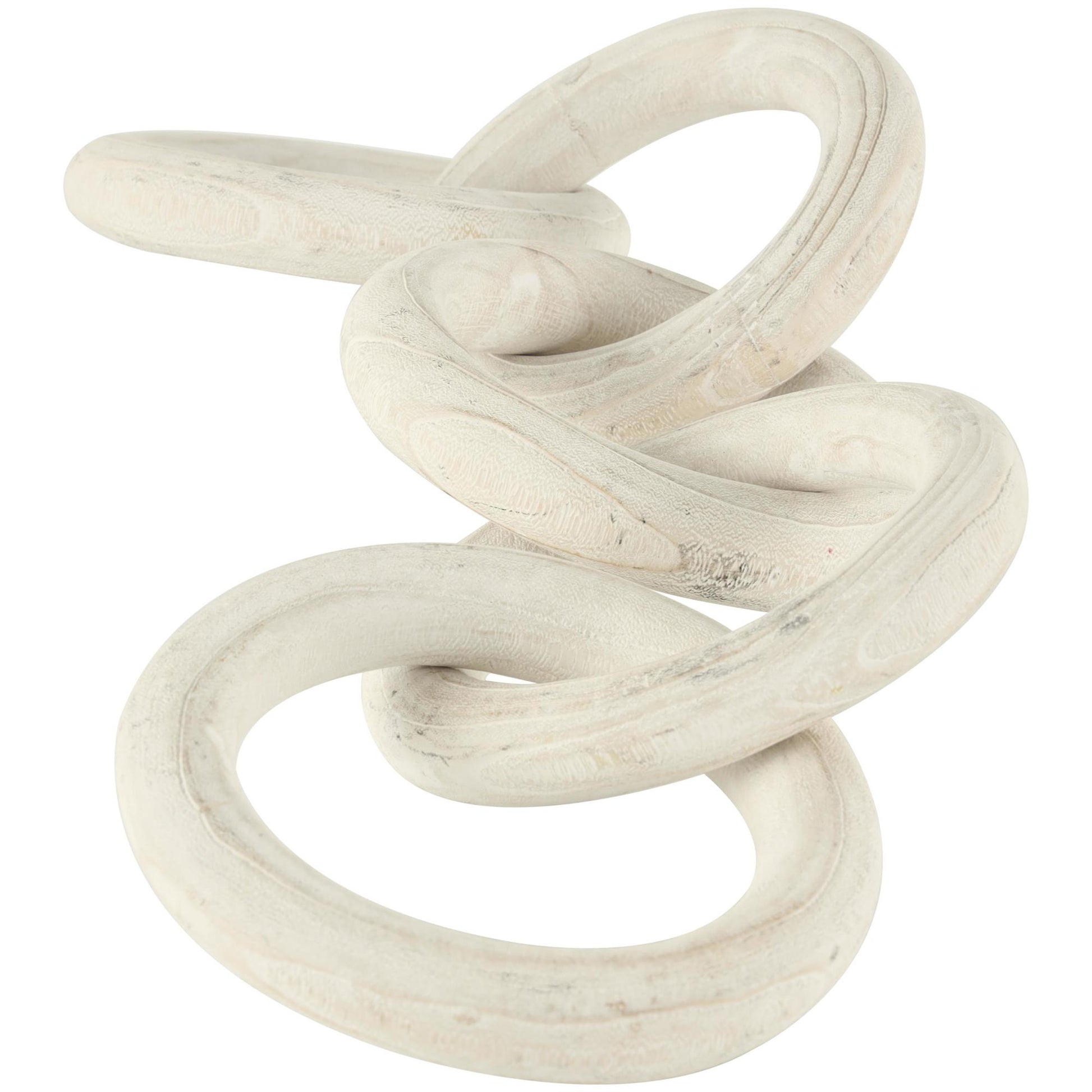 Chain White Wood 5 Link Decorative Sculpture with Natural Wood Grain