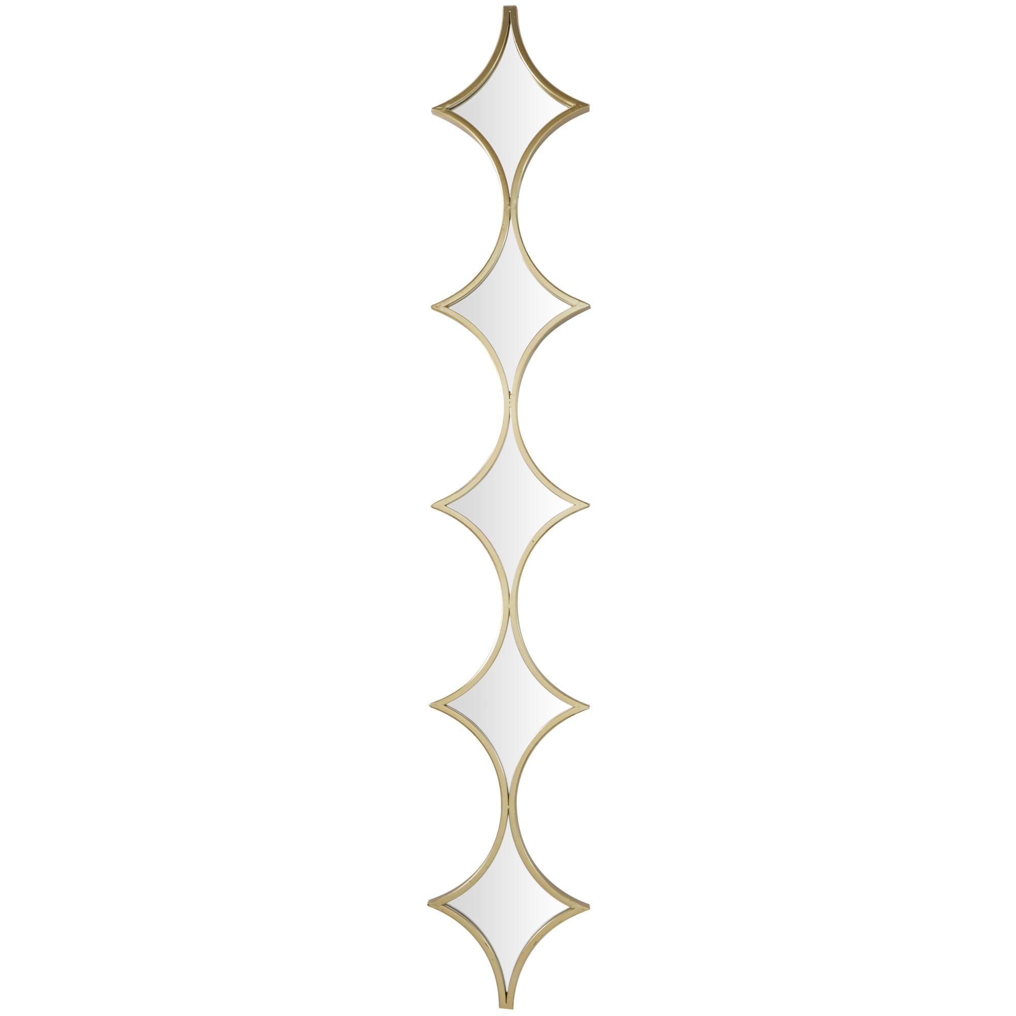 Geometric Metal Slim Stacked Chain 5 Layer Room Wall Mirror with Diamond Pattern 10" x 1" x 59"