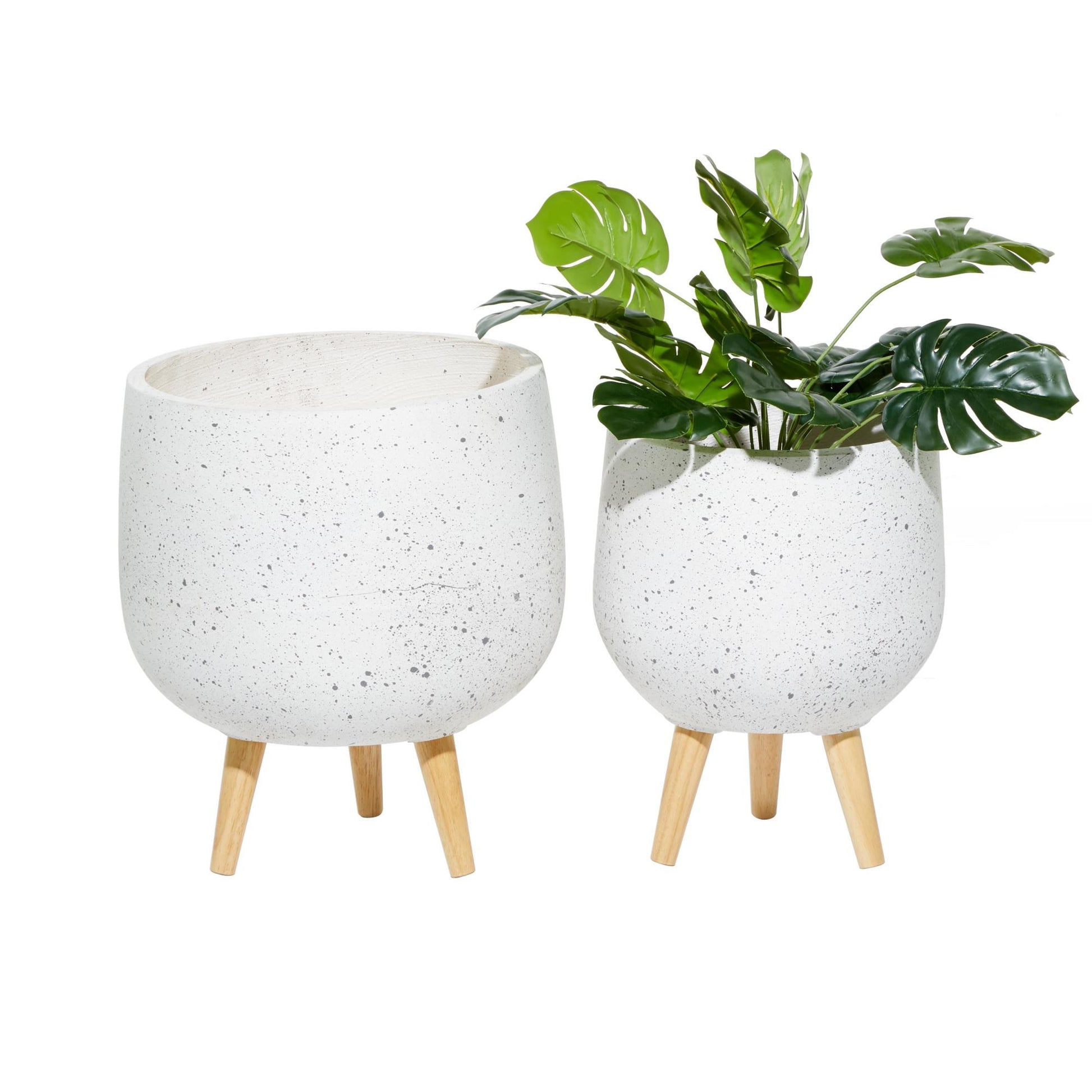 Set of 2 White Magnesium Oxide Indoor Outdoor Planter