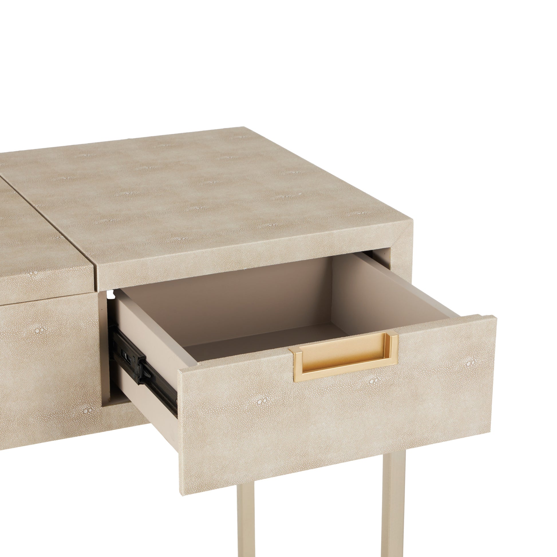 Light Gray Wood Bedroom Vanity with Stool with Hidden Mirror