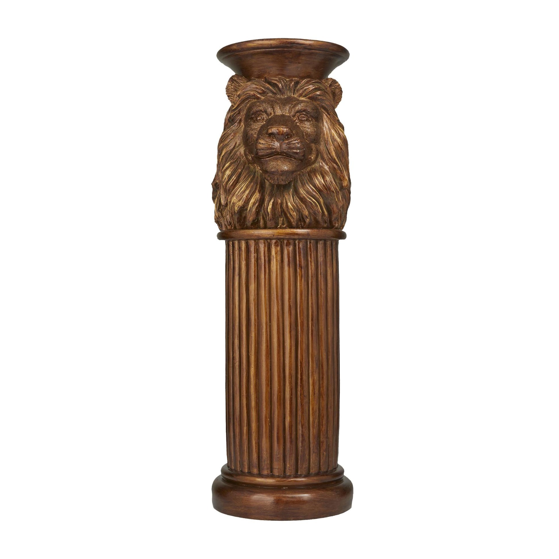 Lion Bronze Polystone Side End Pedestal Table