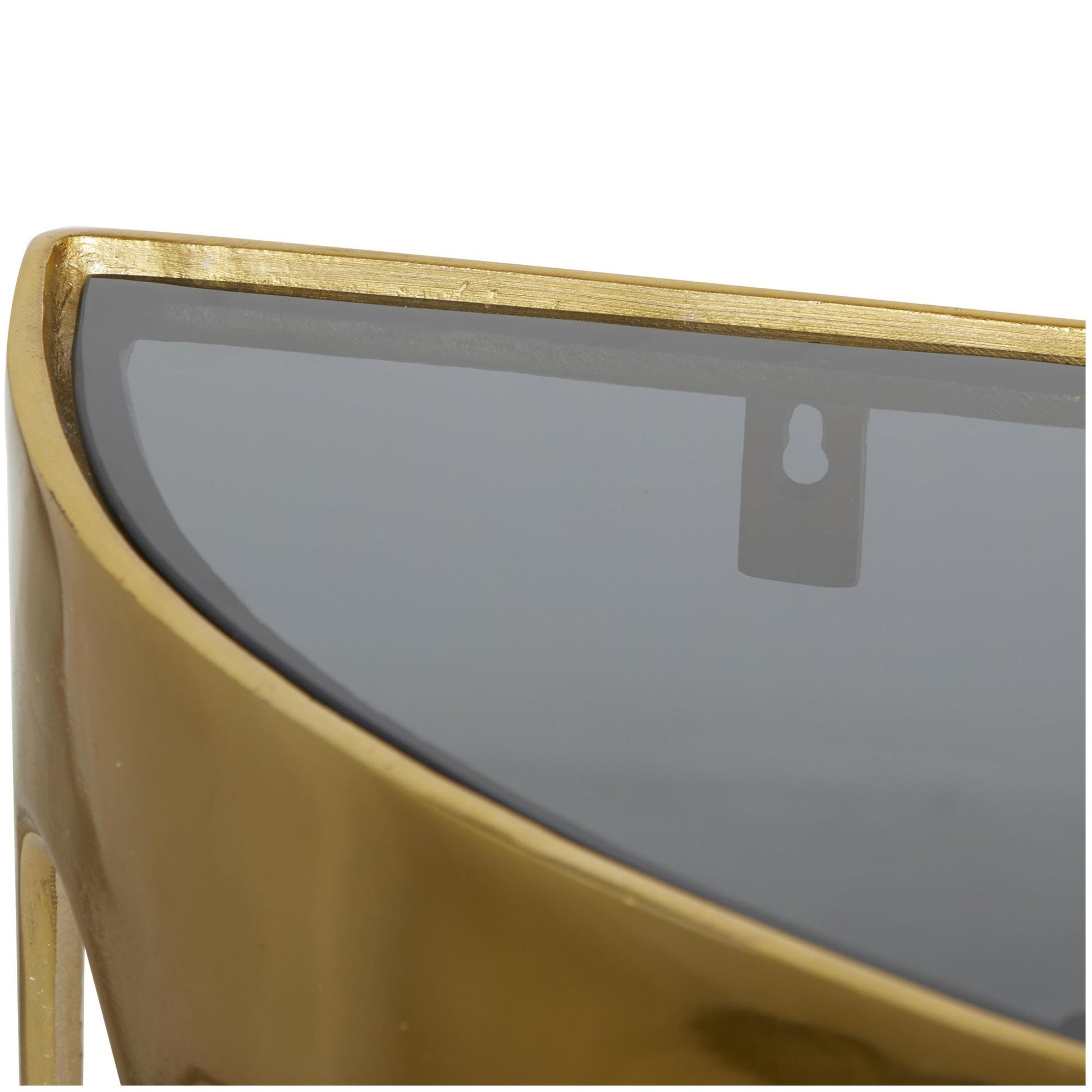 Abstract Aluminum Metal Crescent Drip Living Room Console Table with Melting Design Legs and Glass Top