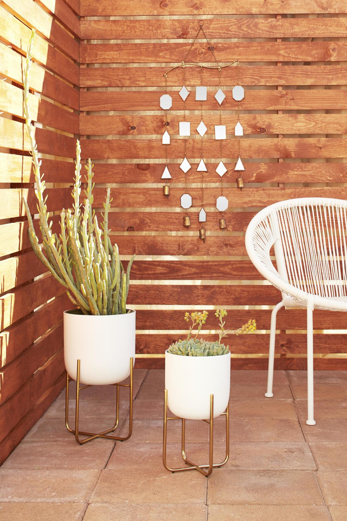Geometric Brown Metal Indoor Outdoor Windchime with Glass Mirrors and Bells