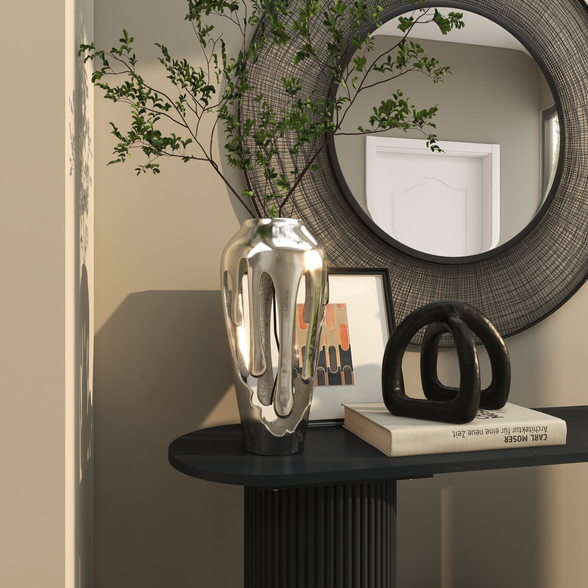 Abstract Aluminum Metal Drip Decorative Vase with Melting Designed Body