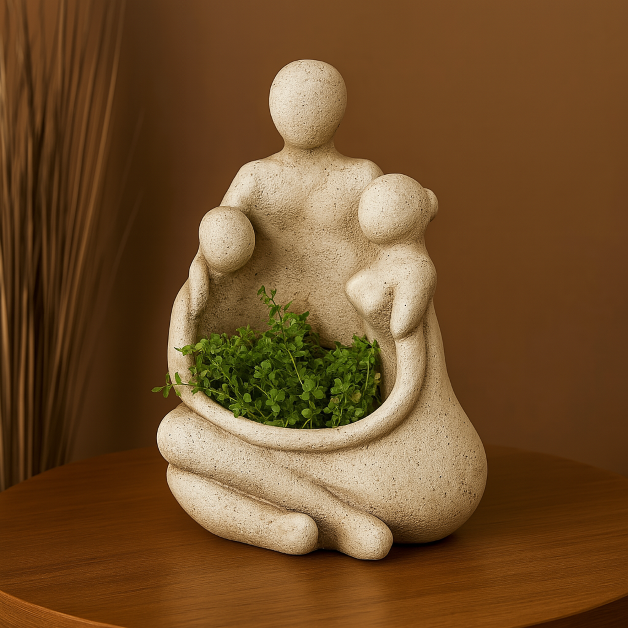 Family Cream Magnesium Oxide Sitting Indoor Outdoor Planter