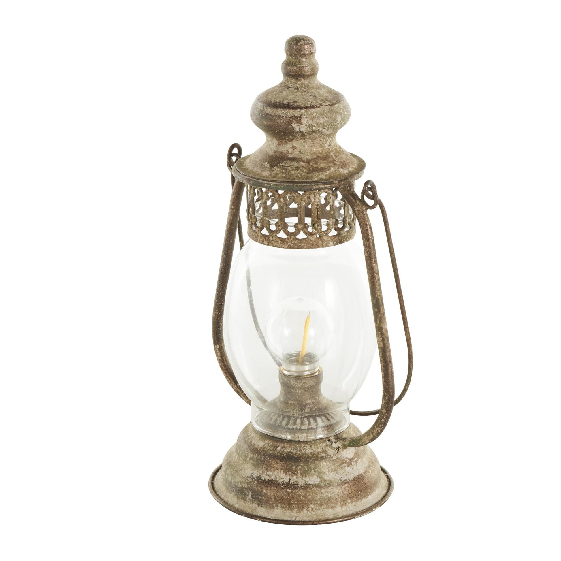 Bronze Metal Distressed Antique Style Lantern Room Accent Lamp