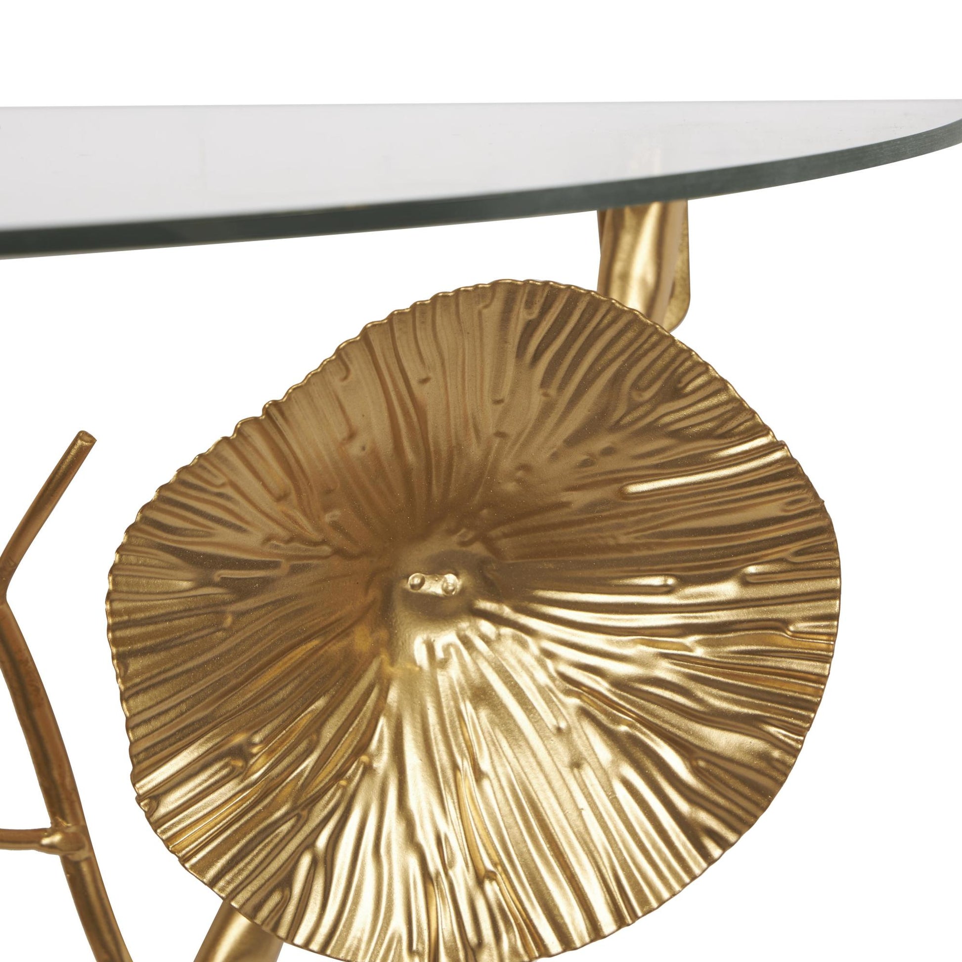 Floral Metal Branch Room Wall Shelf with Tempered Glass Top