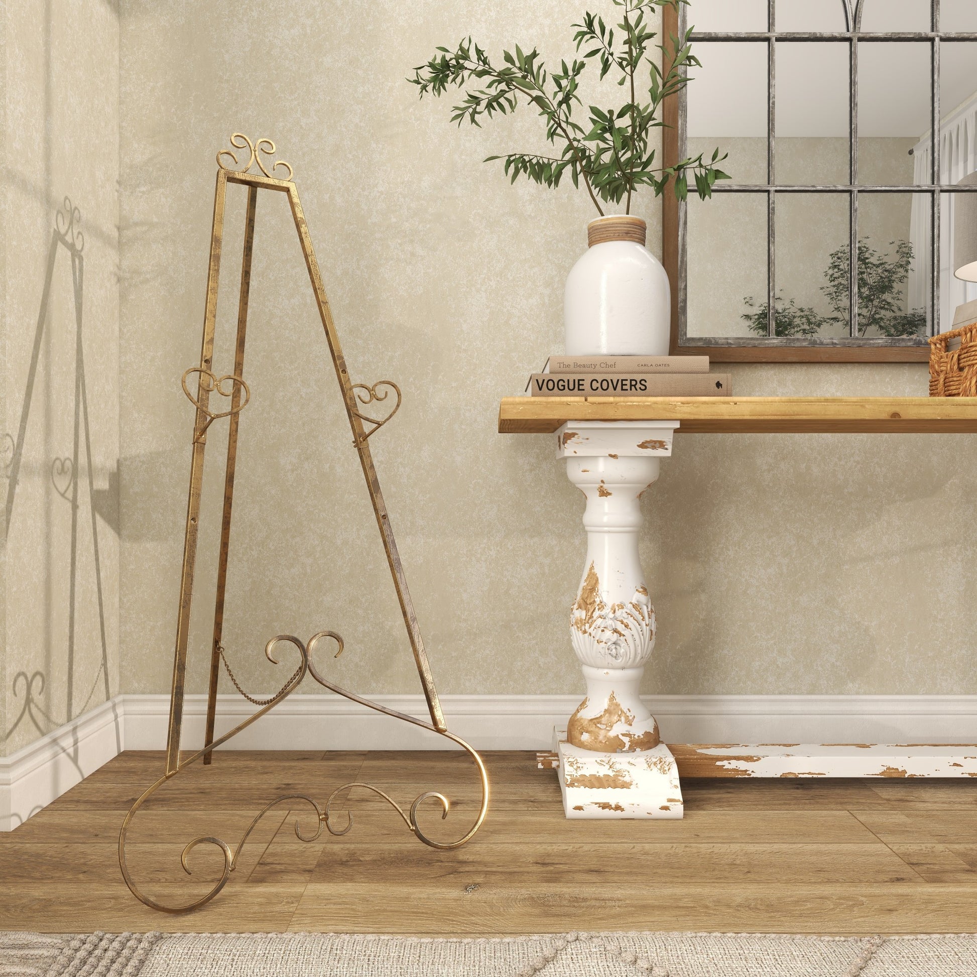 Scroll Metal Large Adjustable 3 Tier Display Easel with Chain Support