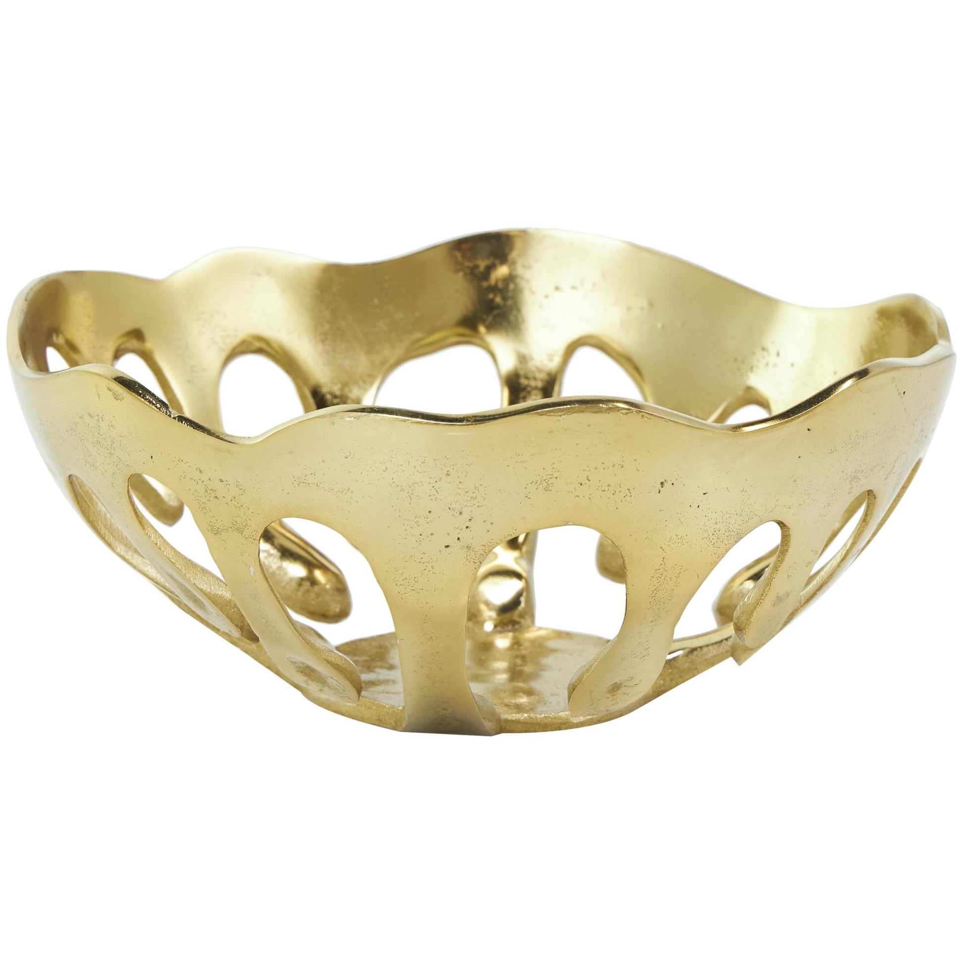 Set of 2 Abstract Aluminum Metal Drip Large Decorative Bowl with Melting Designed Body