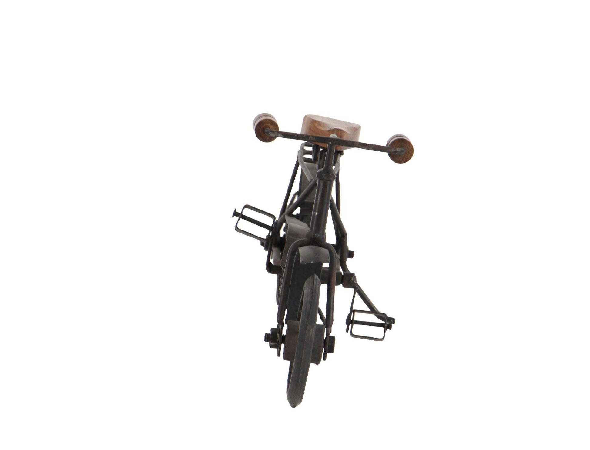 Set of 2 Bike Black Metal Decorative Sculpture with Wood Accents