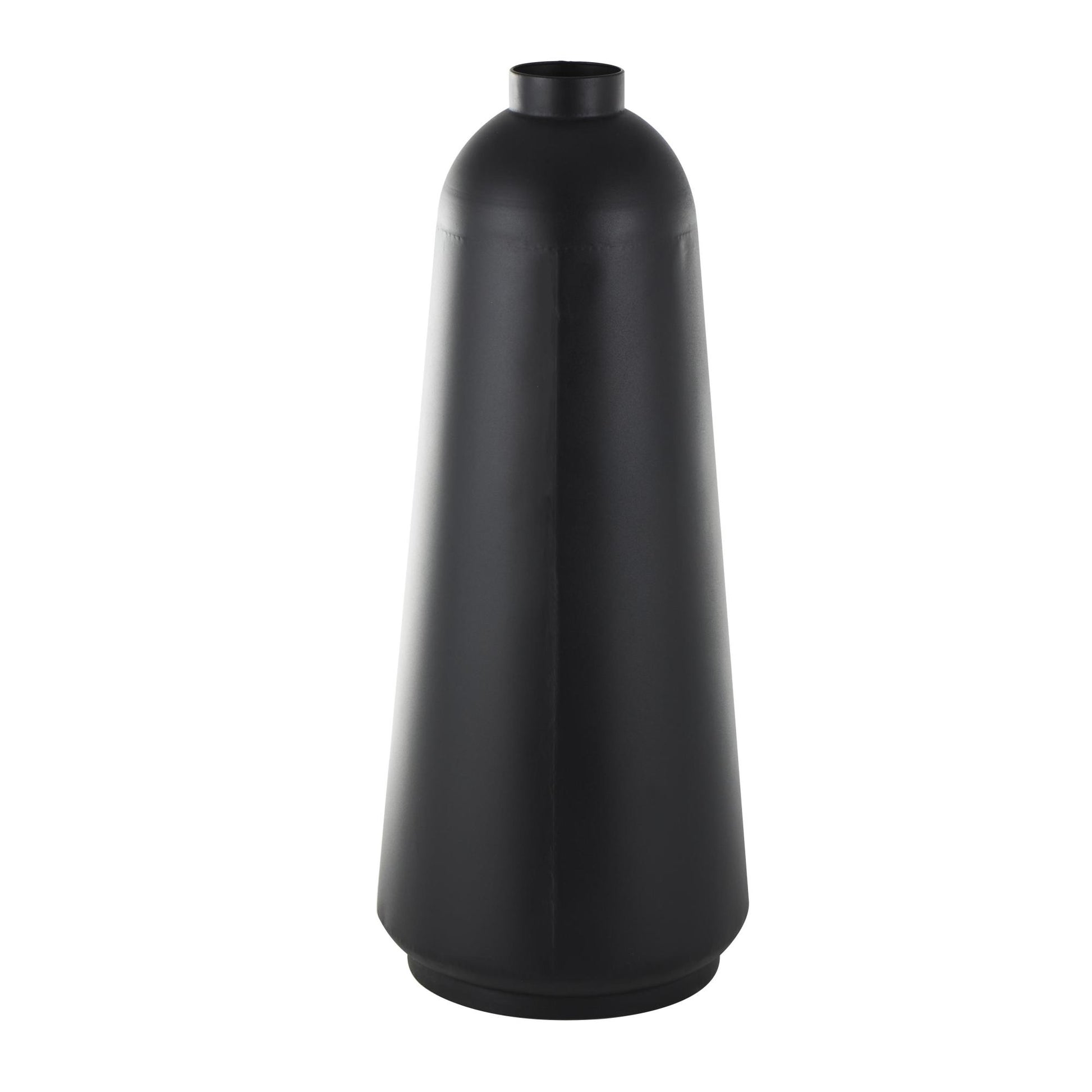 Black Metal Decorative Vase with Narrow Opening