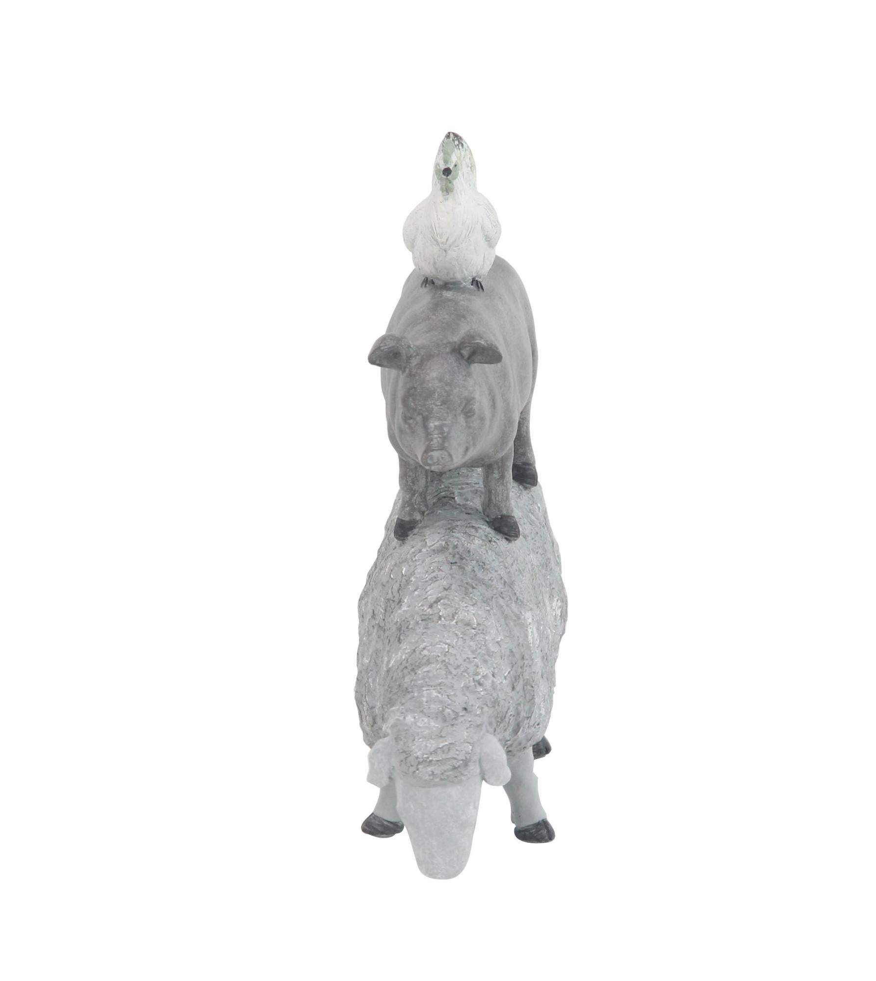 Farm Animals Gray Polyresin Stacked Decorative Sculpture