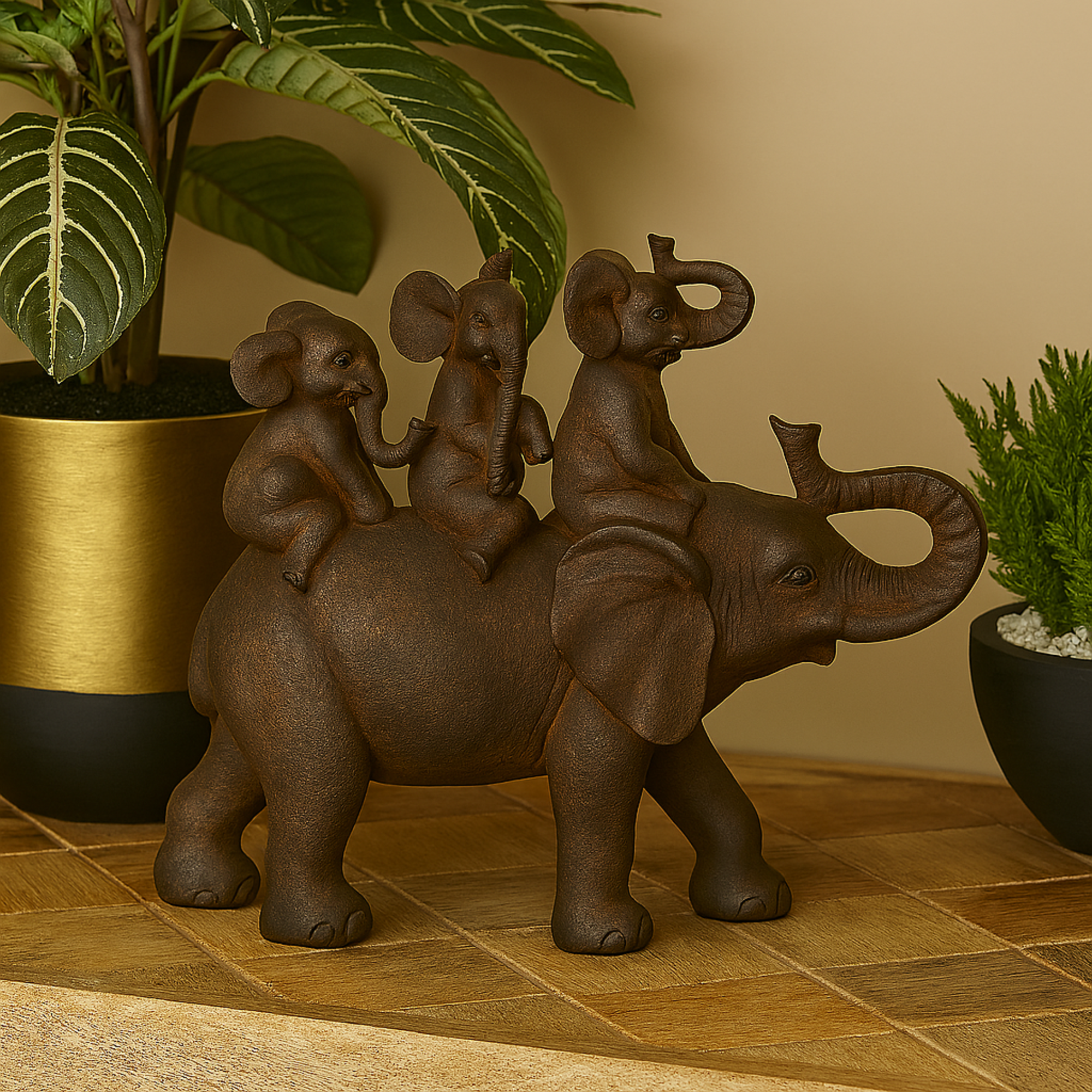 Elephant Brown Polyresin Decorative Sculpture
