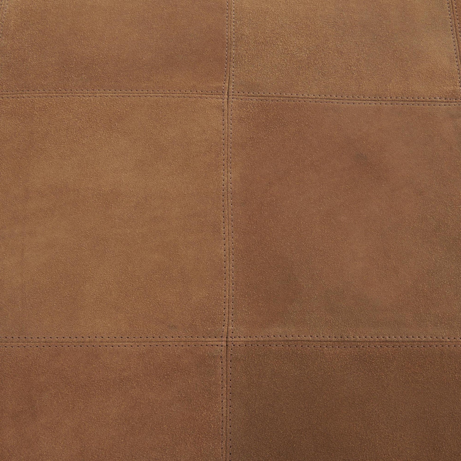 Leather Low Profile Square Stuffed Pouf with Patchwork Design