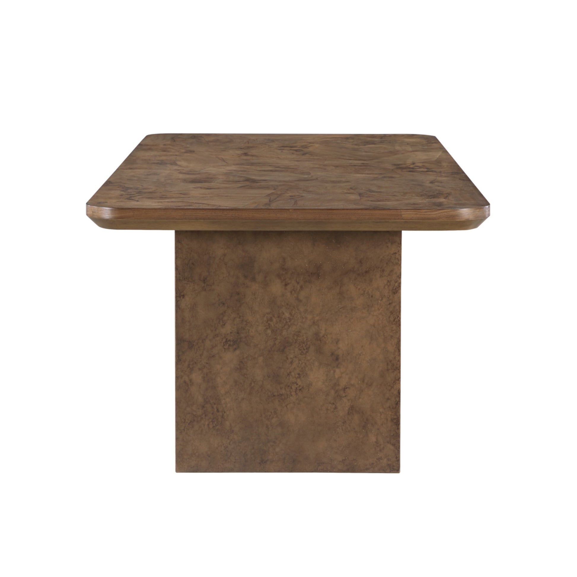 Brown Wooden Kitchen Dining Table with Block Style Legs