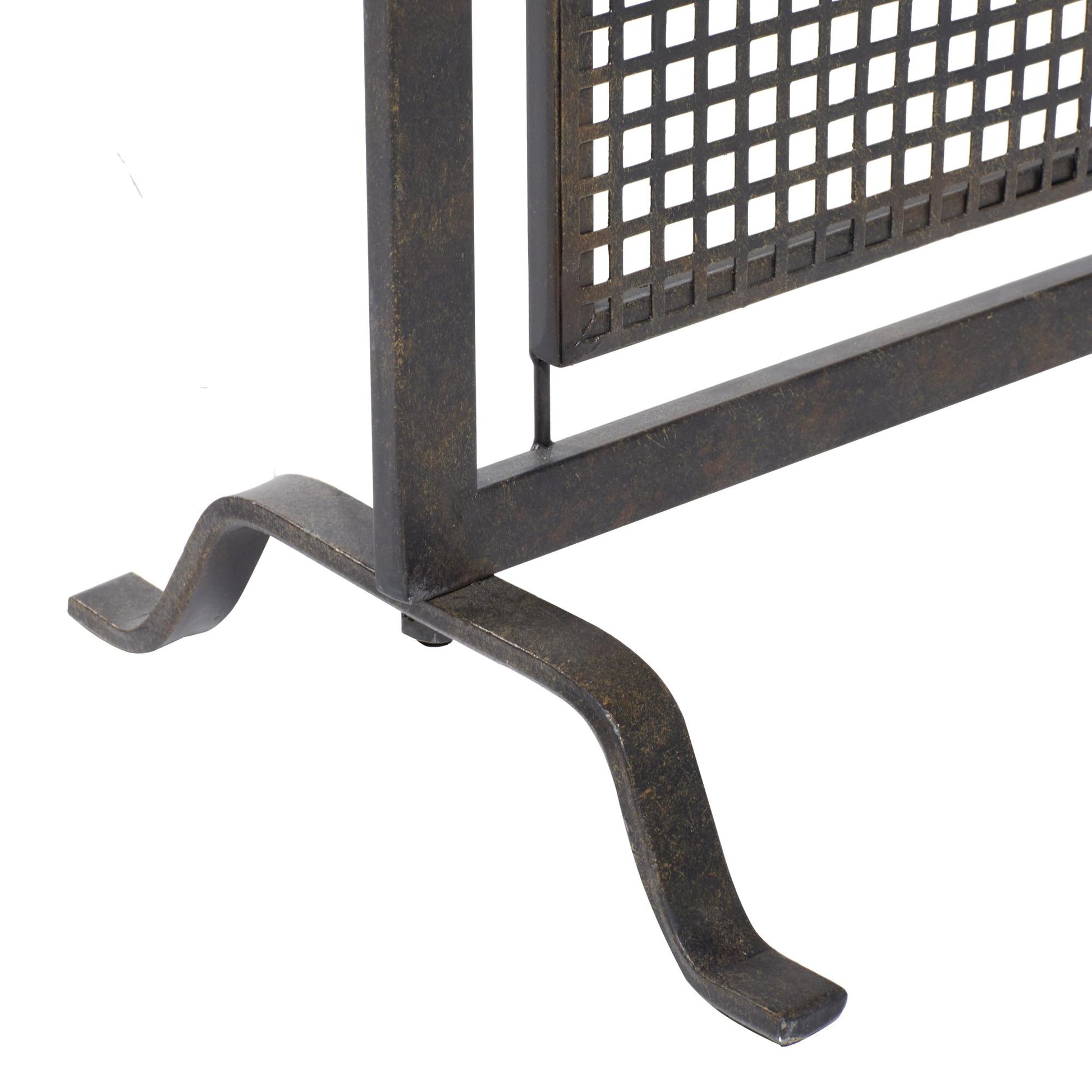 Geometric Metal Suspended Grid Style Single Panel Living Room Fireplace Screen with Bolted Detailing